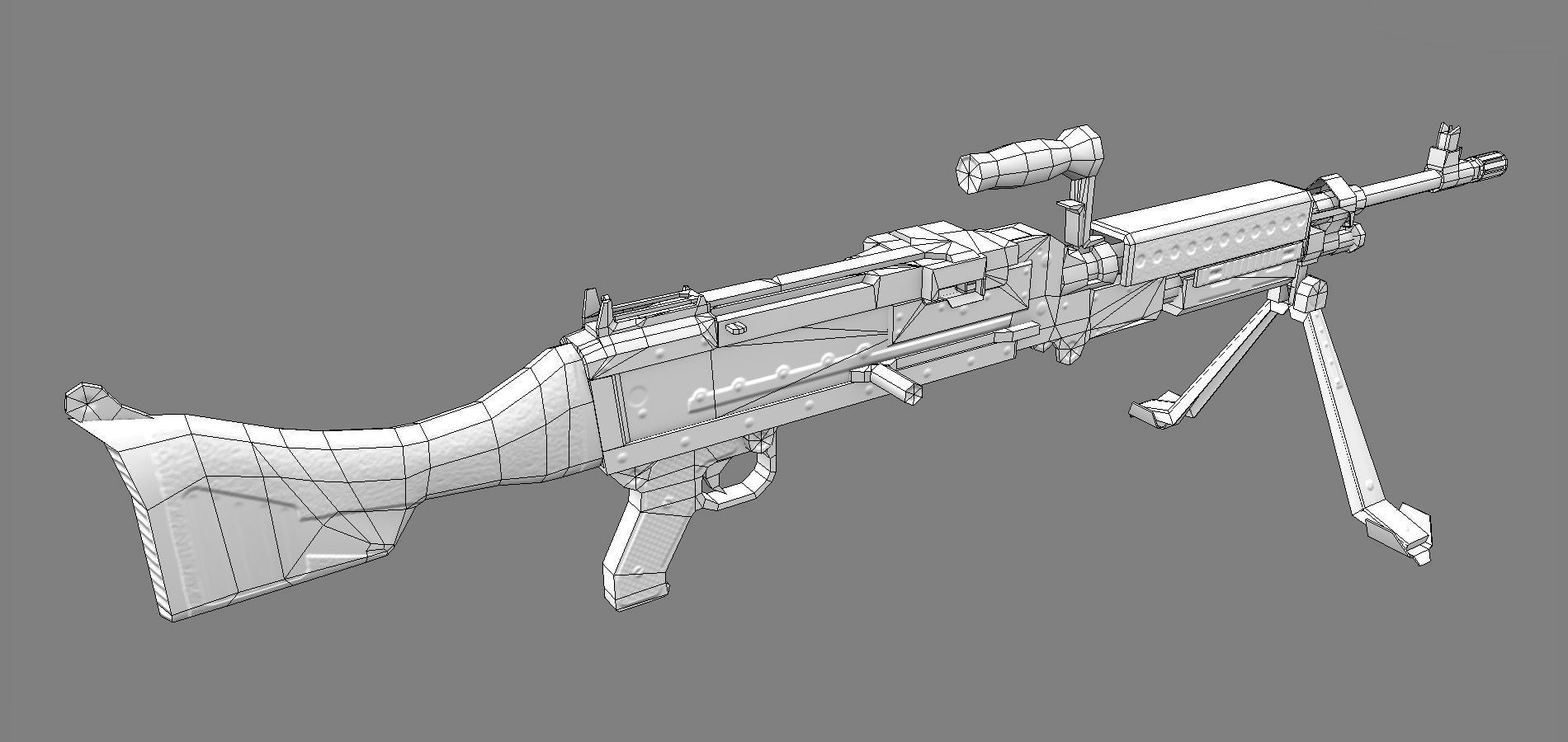 M240 machine gun Low-poly 3D model_9