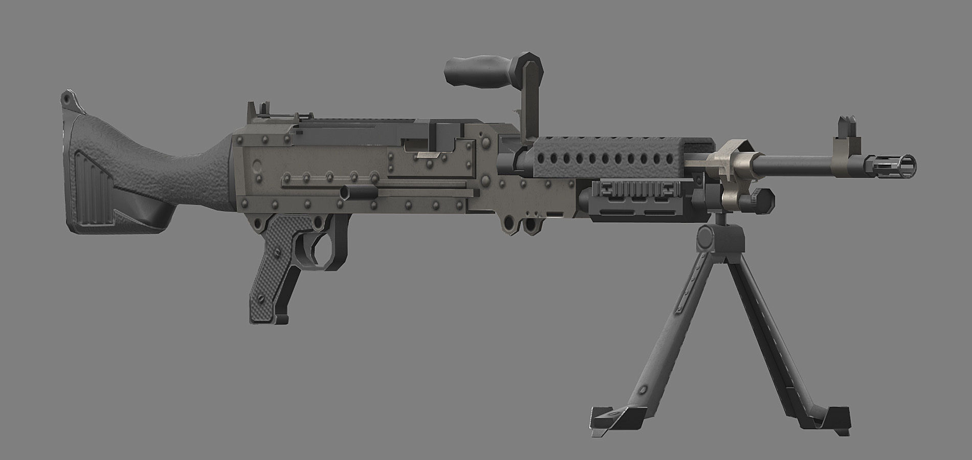 M240 machine gun Low-poly 3D model_6