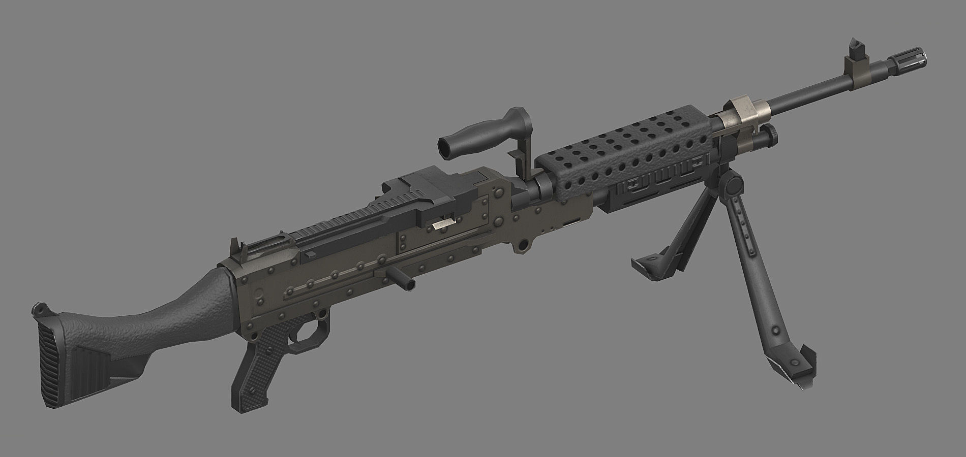 M240 machine gun Low-poly 3D model_4