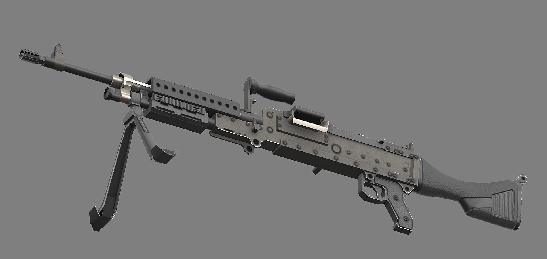 M240 machine gun Low-poly 3D model_7