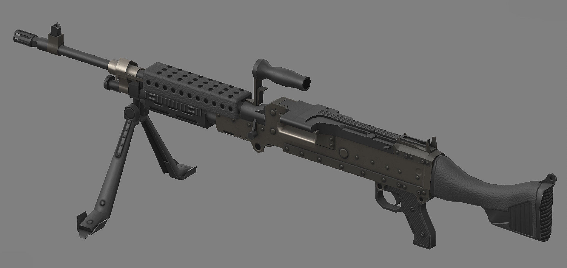 M240 machine gun Low-poly 3D model_3