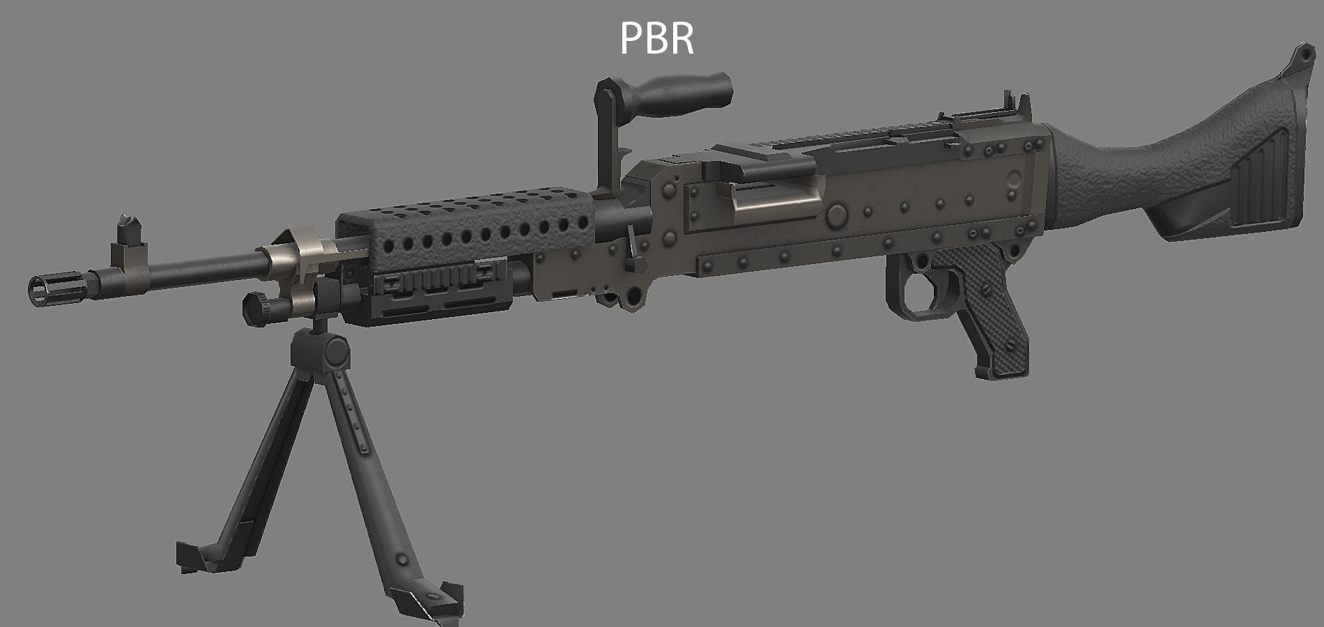 M240 machine gun Low-poly 3D model_2