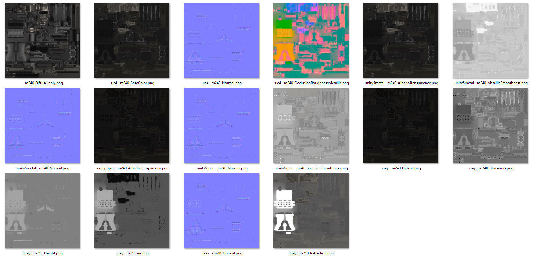 M240 machine gun Low-poly 3D model_11