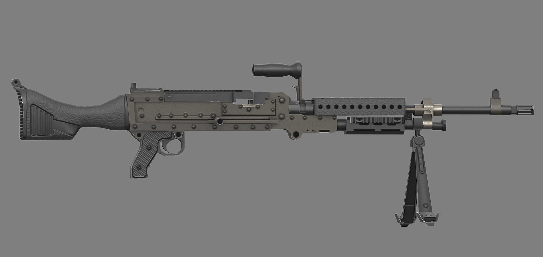 M240 machine gun Low-poly 3D model_5