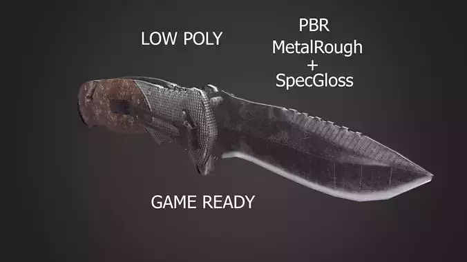 Pocketknife Military Hunting Knife Butterfly Low-poly 3D model