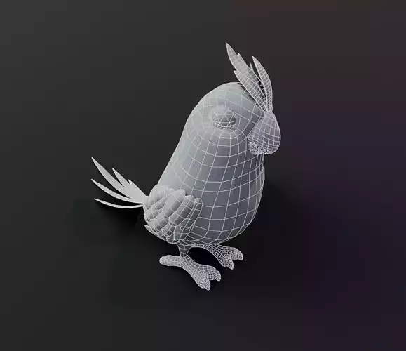 Cartoon Parrot Bird Base Mesh 3D Model Low-poly 3D model