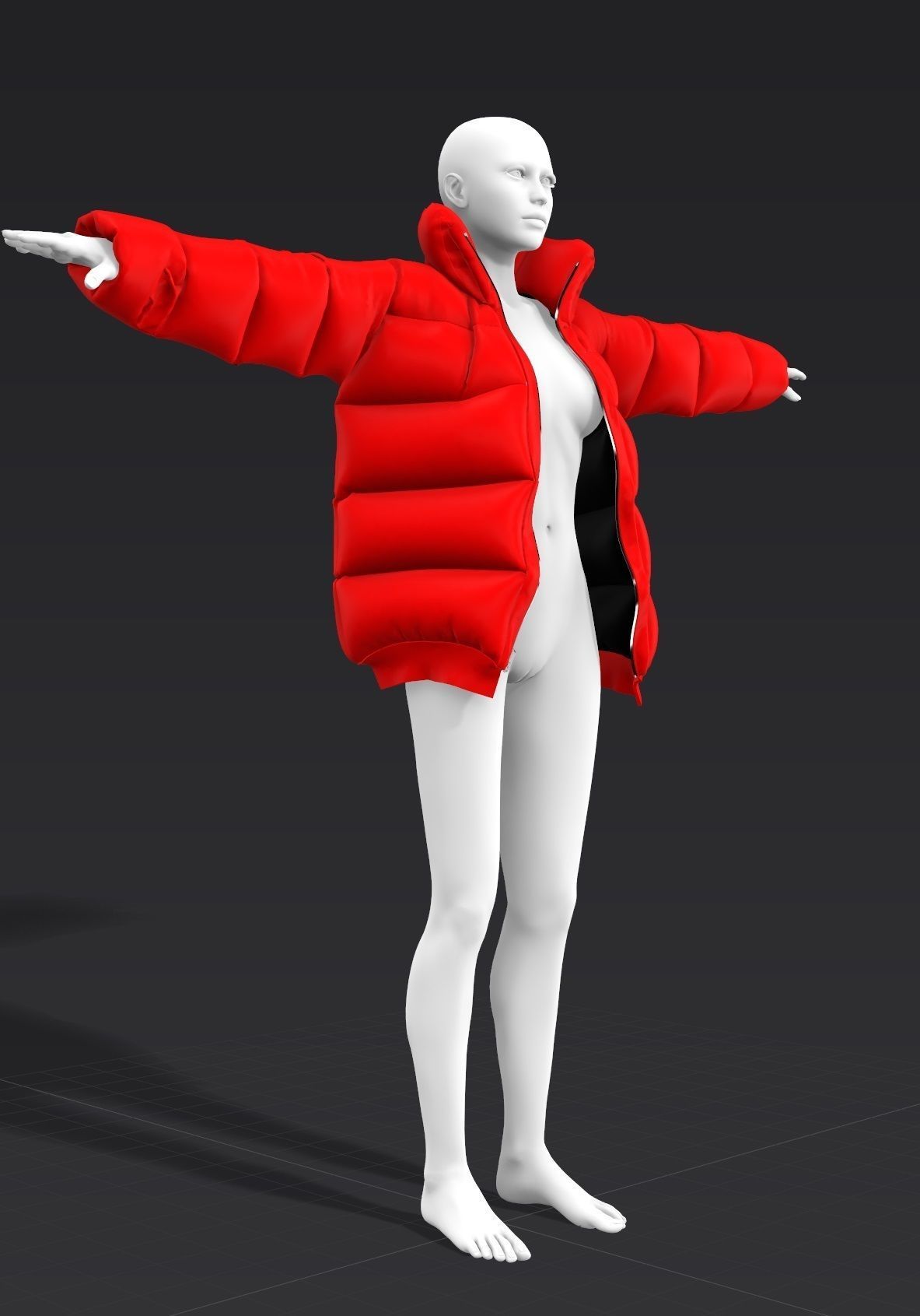 Puffer Jacket cargopants fannypack female tshirt Cloth Garment  3D model_4