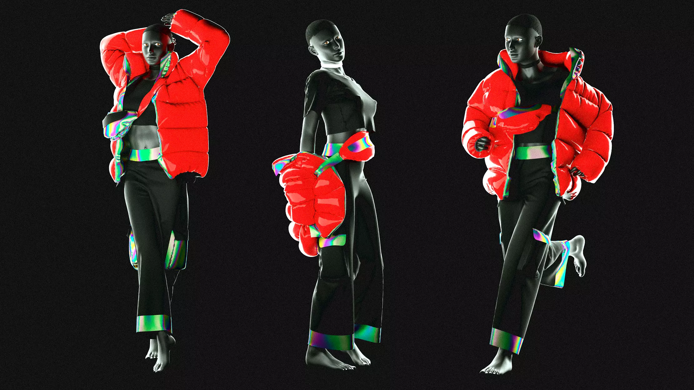 Puffer Jacket cargopants fannypack female tshirt Cloth Garment  3D model_0