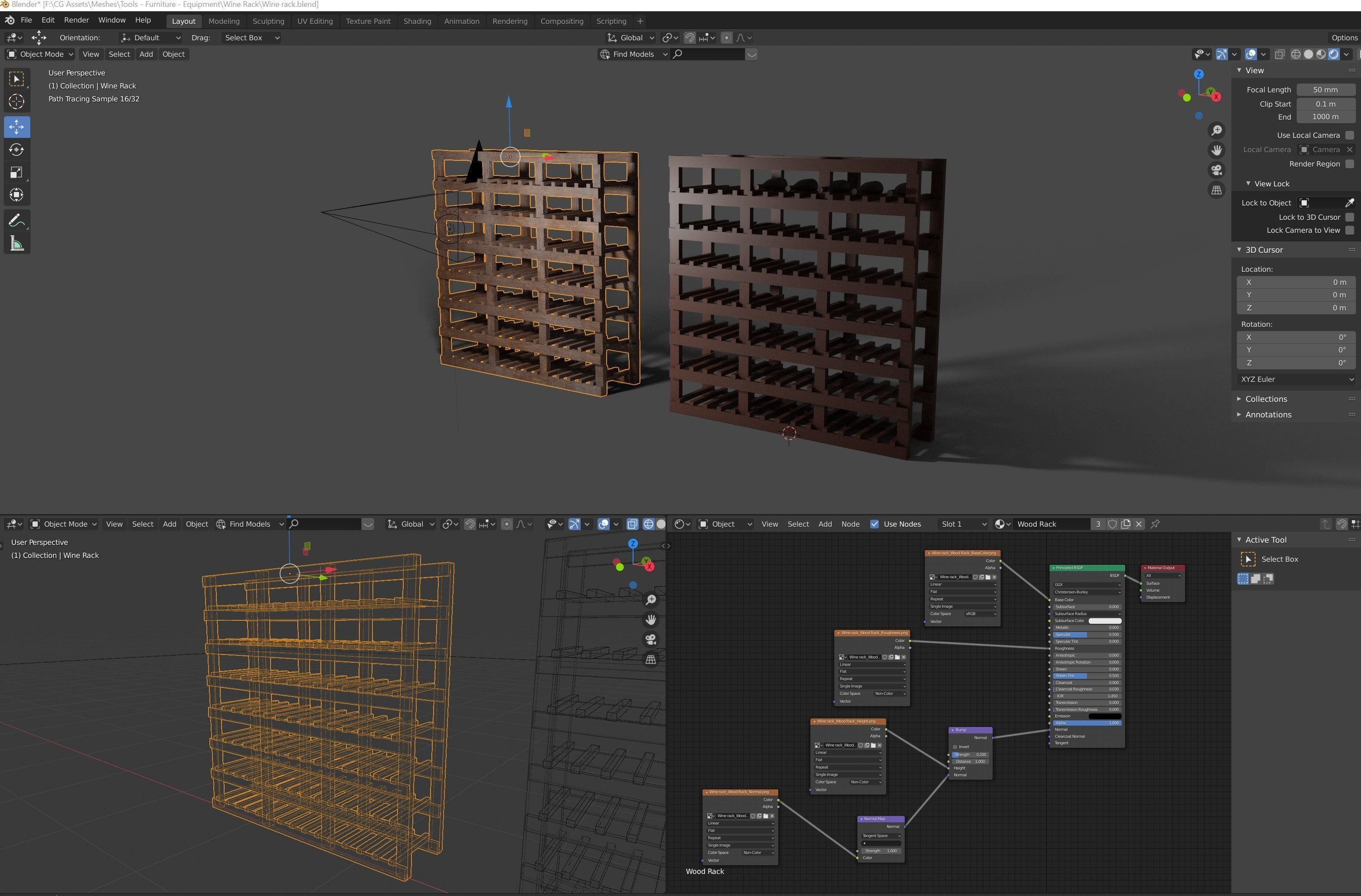 Dusty Wine Rack Low-poly 3D model_3