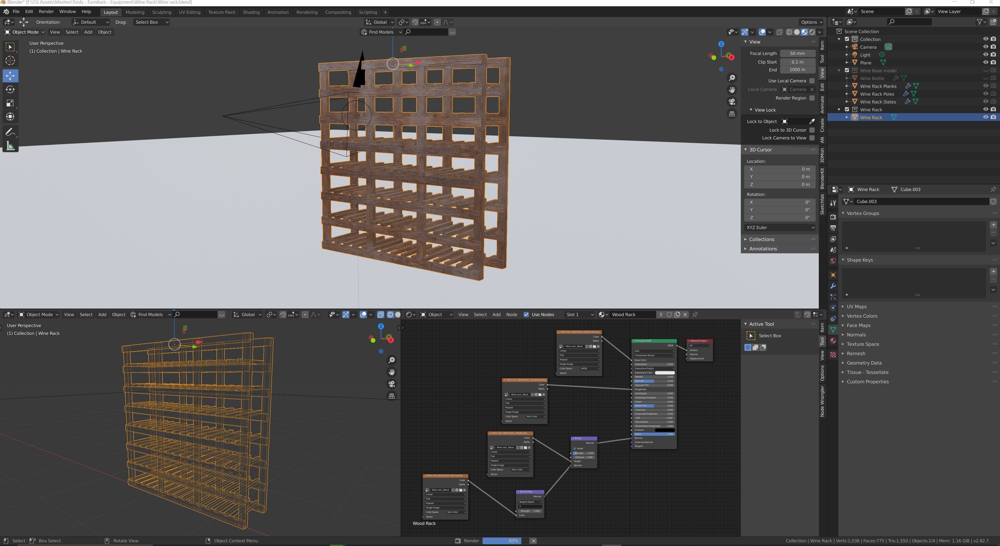 Dusty Wine Rack Low-poly 3D model_4