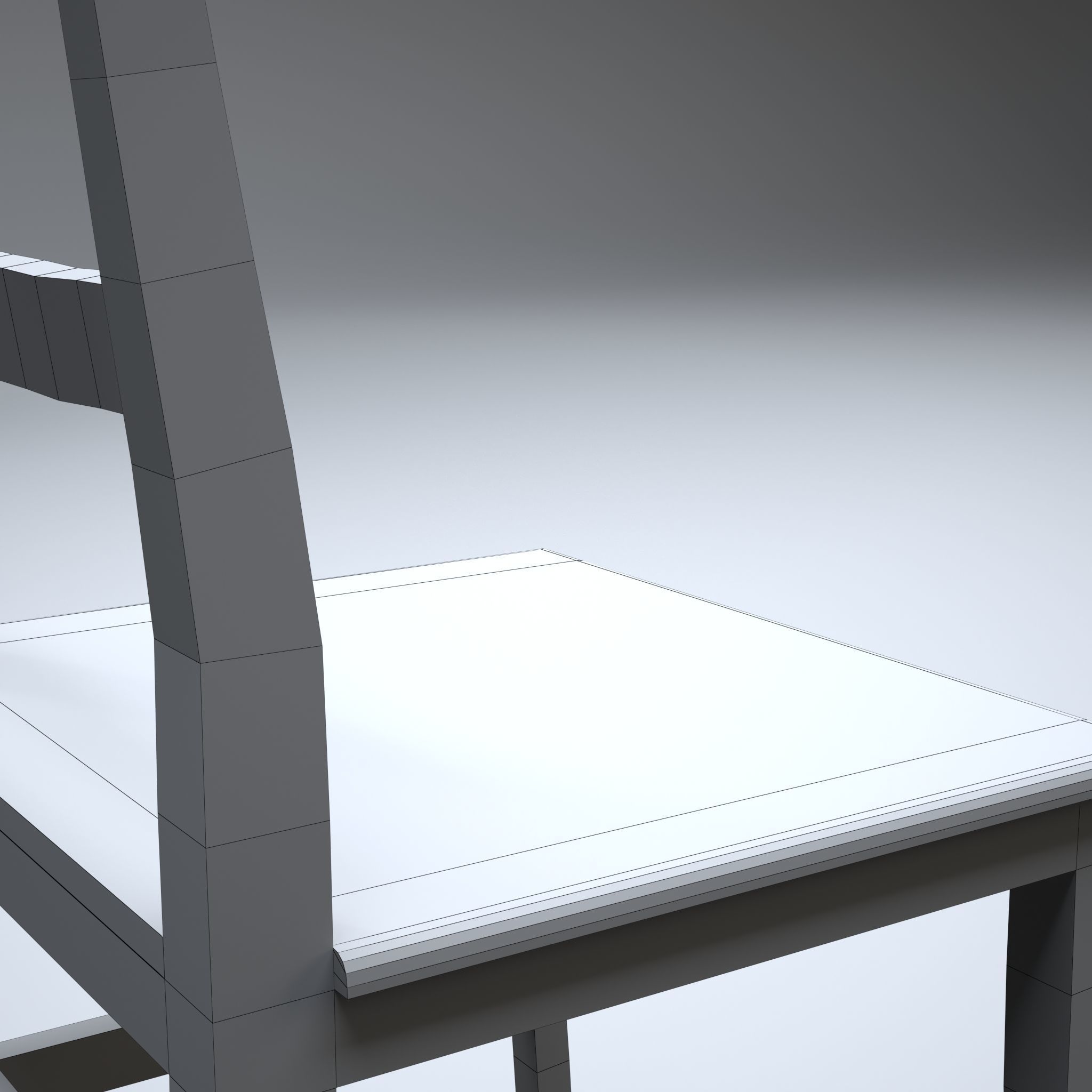 Classic Wooden Chair Low-poly 3D model_11