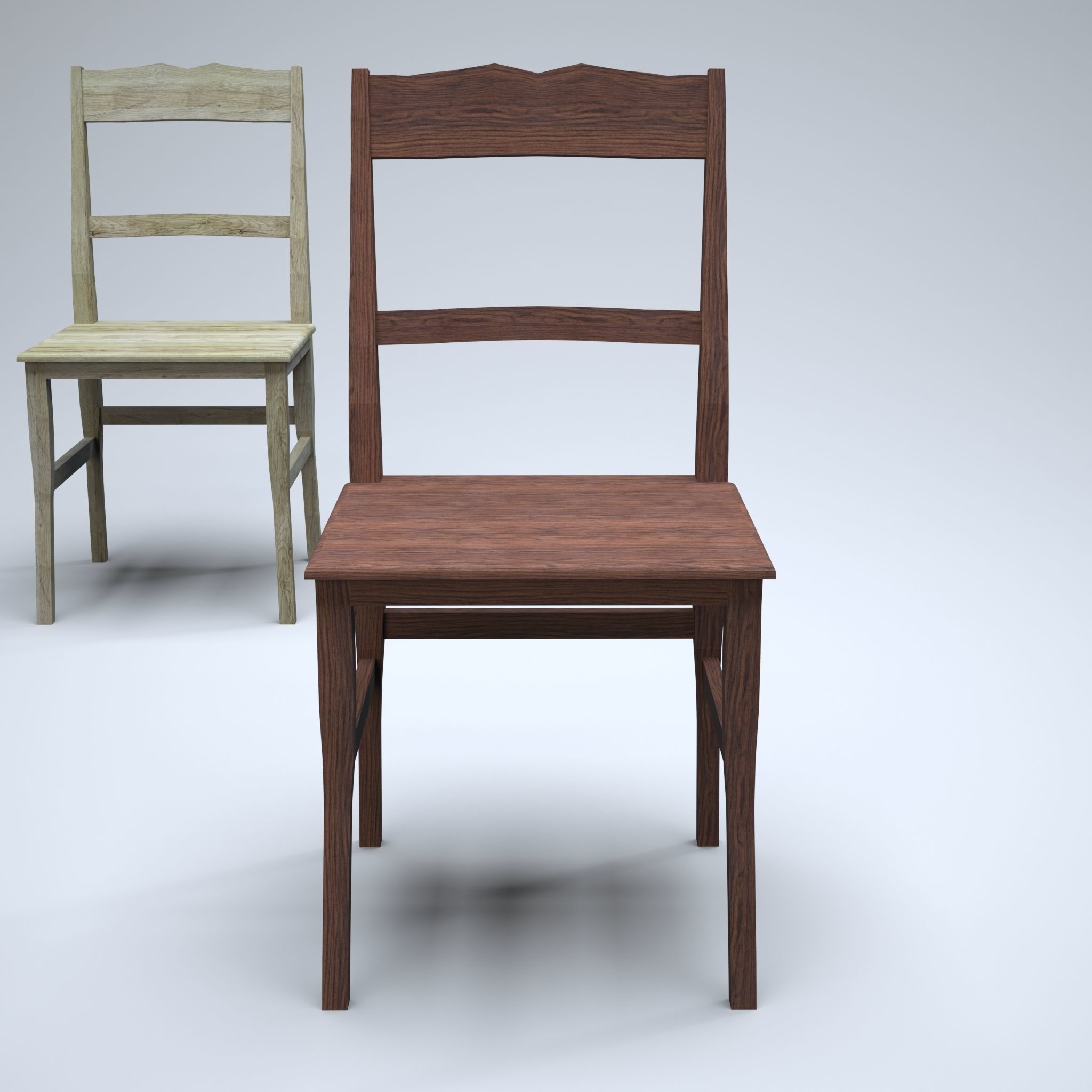 Classic Wooden Chair Low-poly 3D model_5