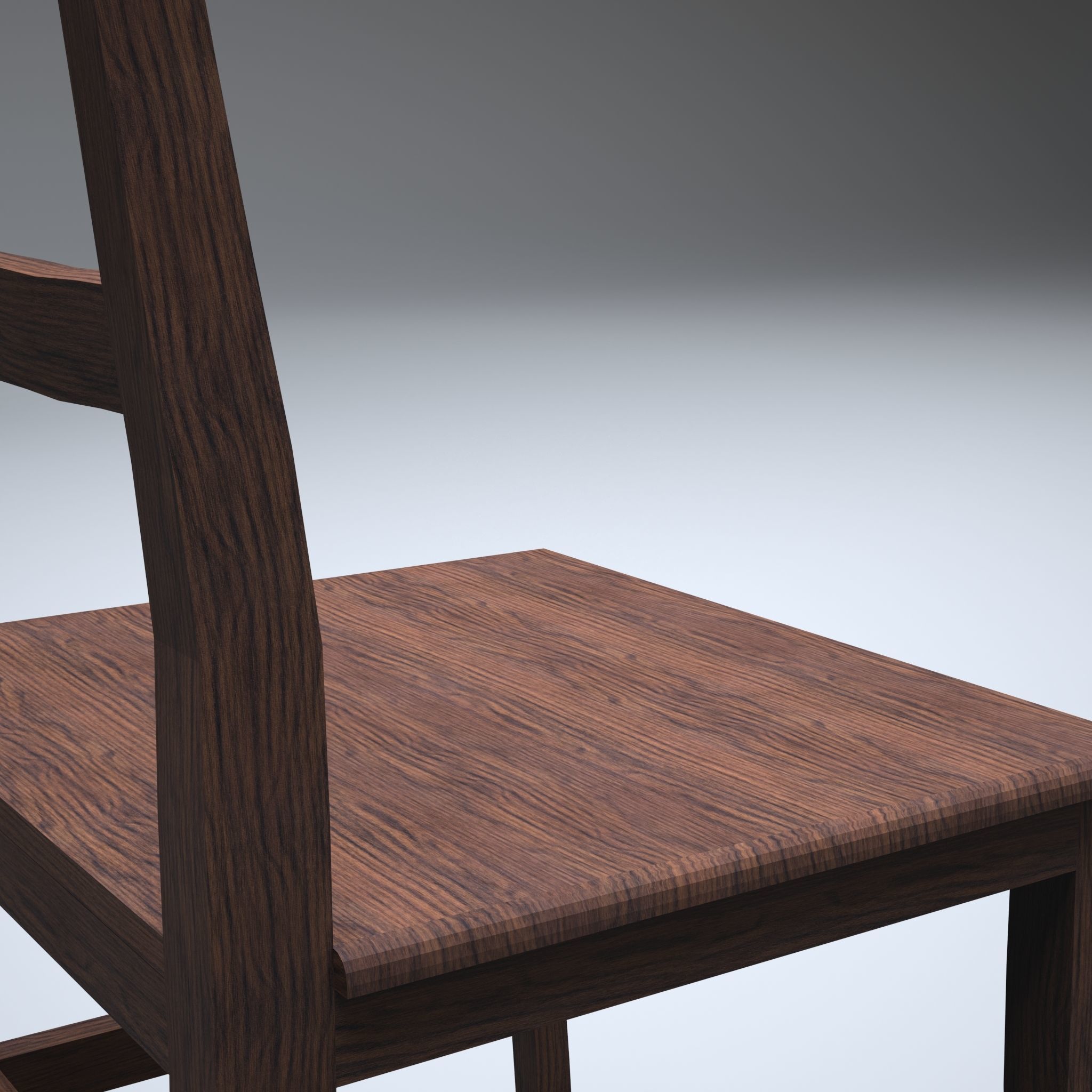 Classic Wooden Chair Low-poly 3D model_10