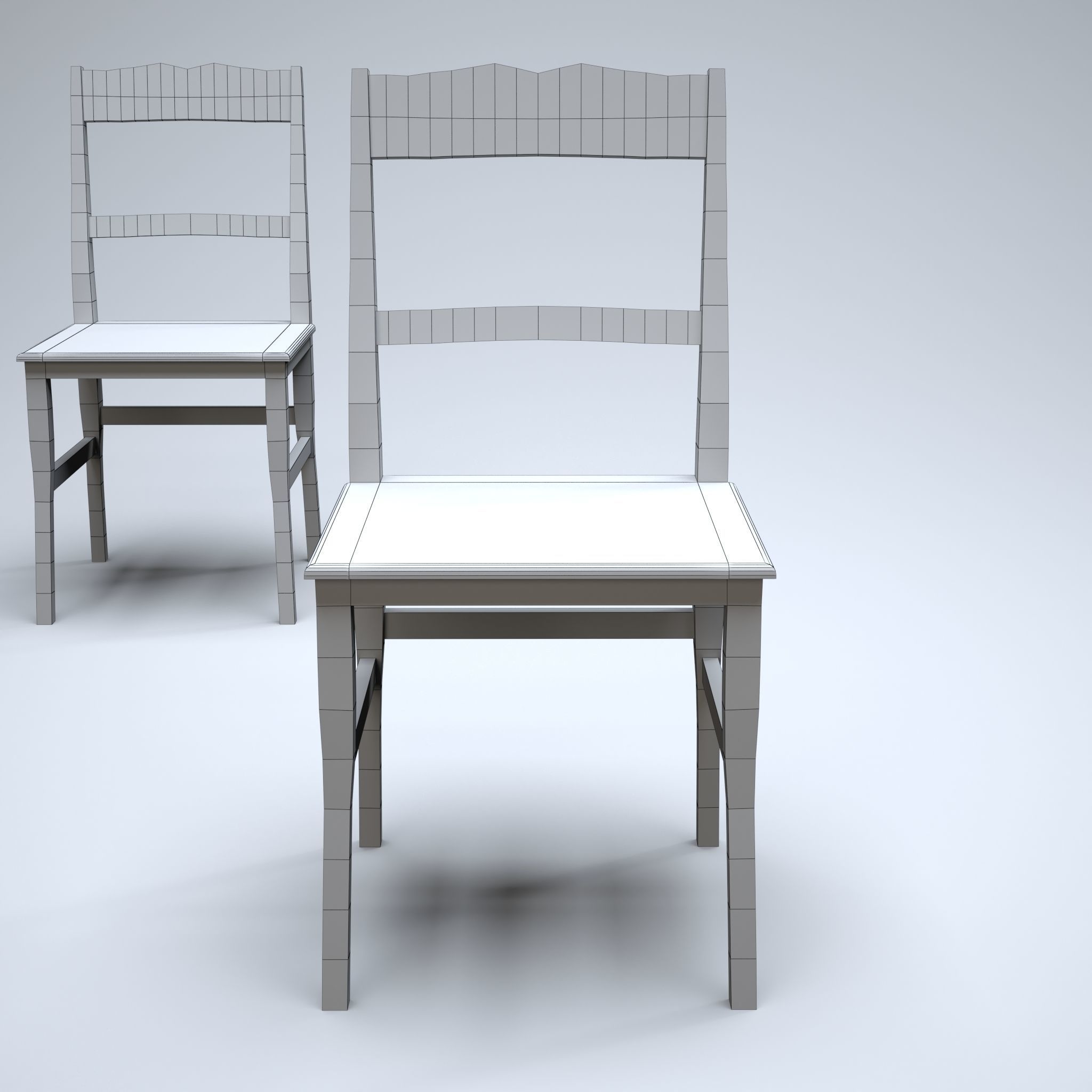 Classic Wooden Chair Low-poly 3D model_6
