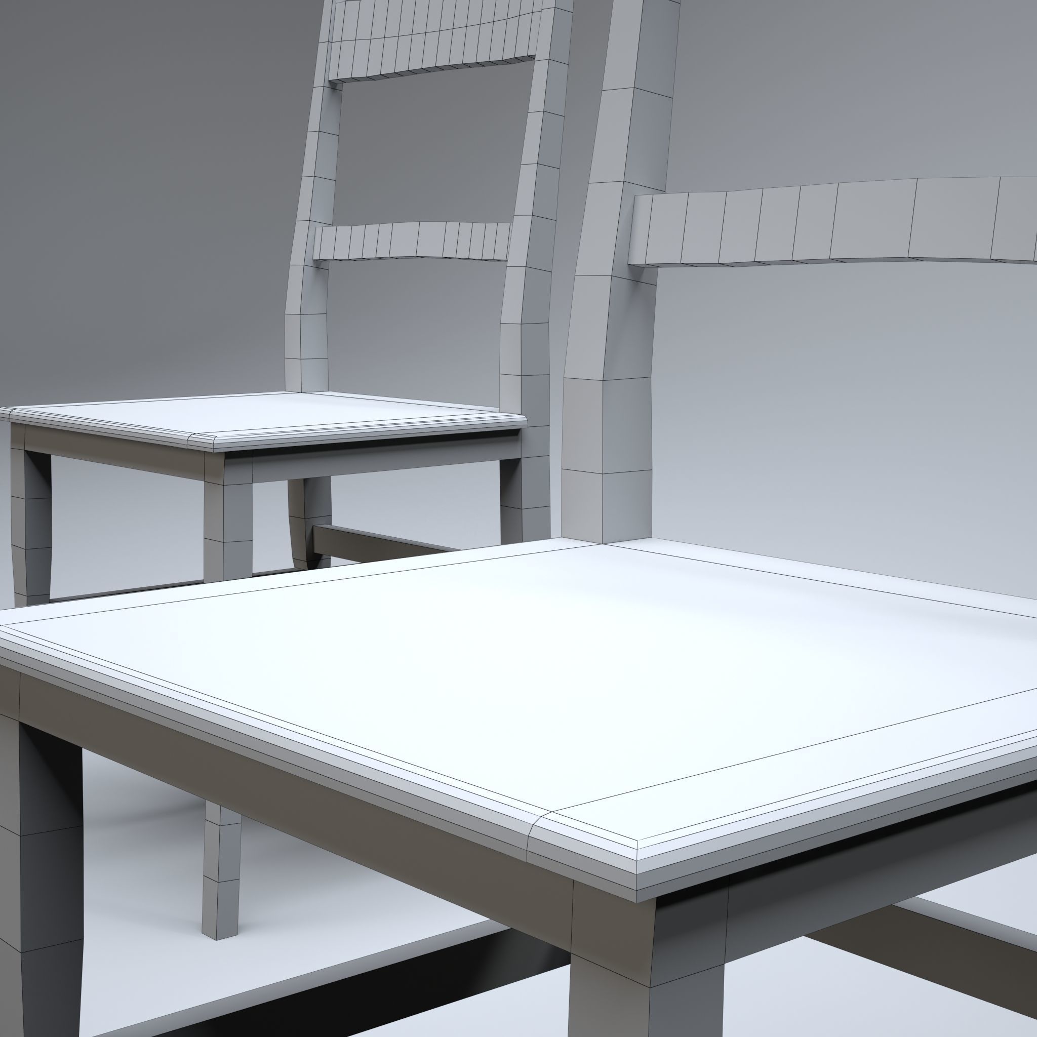 Classic Wooden Chair Low-poly 3D model_14