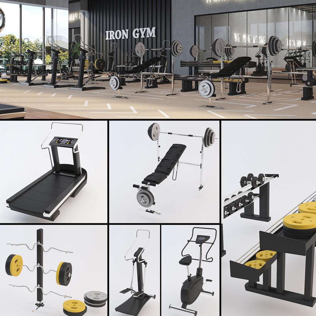 Fitness Center Gym 3D model_9