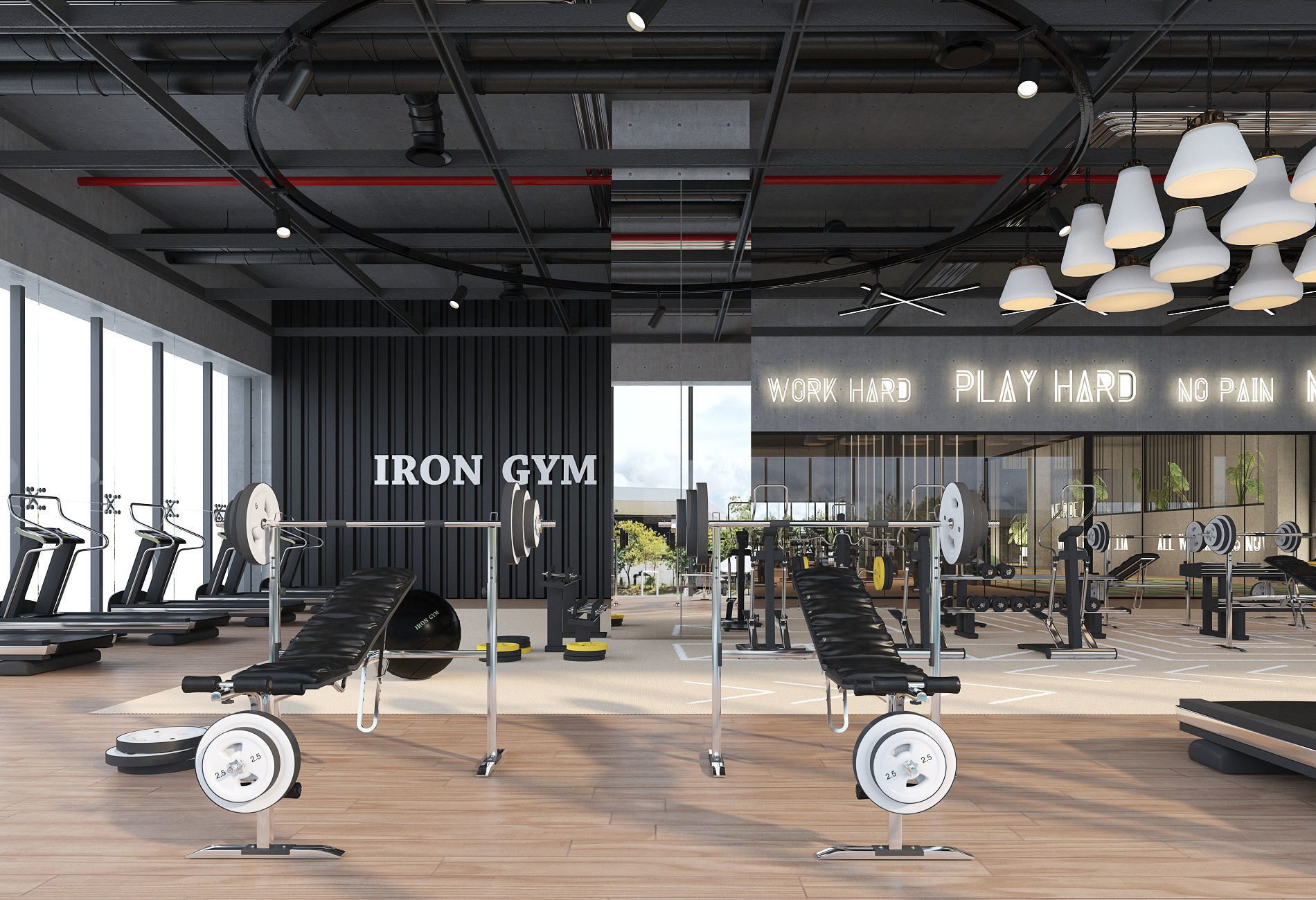 Fitness Center Gym 3D model_2