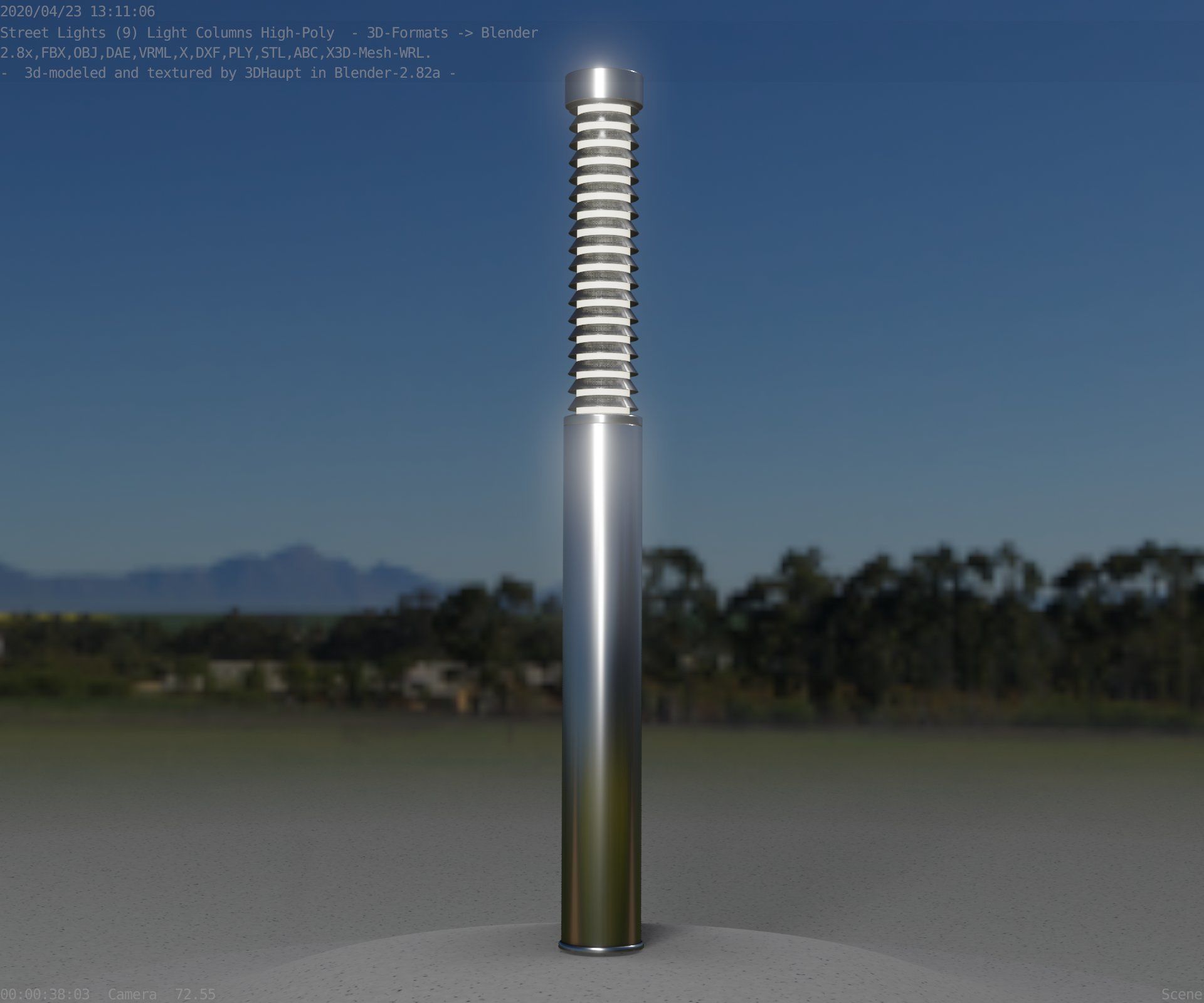Light Column -10- Street Light -9- Low-poly 3D model_16