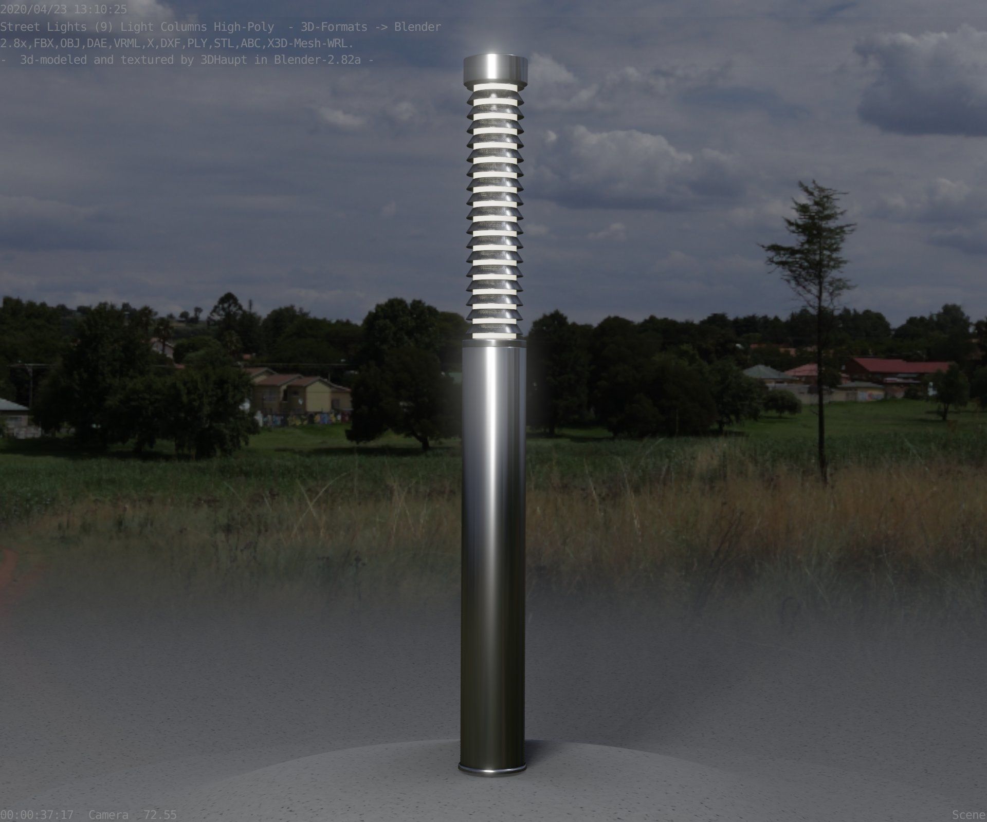 Light Column -10- Street Light -9- Low-poly 3D model_7