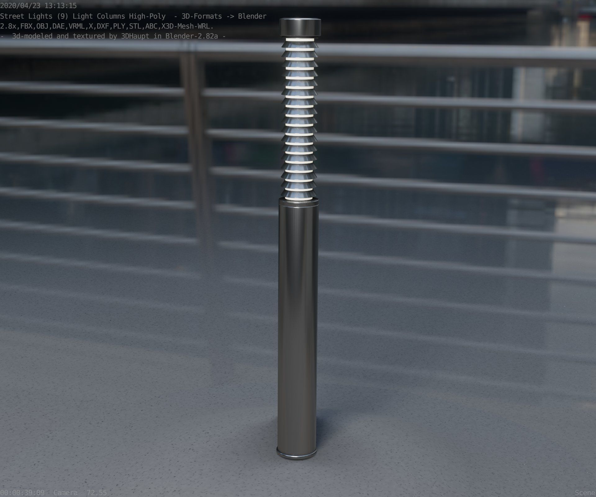 Light Column -10- Street Light -9- Low-poly 3D model_45