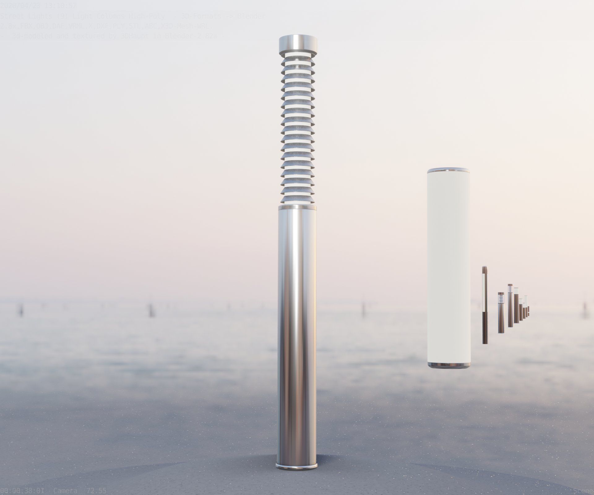 Light Column -10- Street Light -9- Low-poly 3D model_3