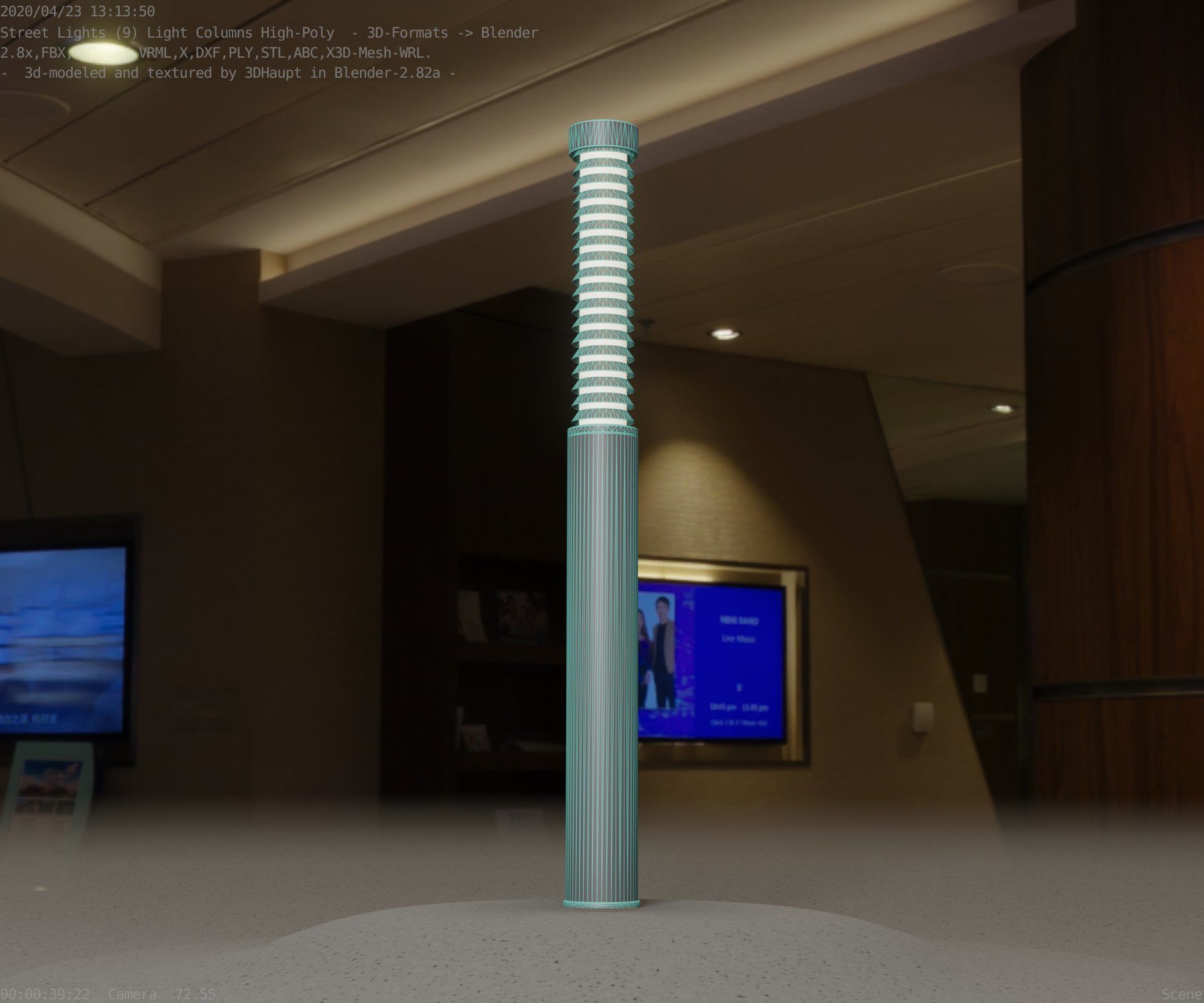 Light Column -10- Street Light -9- Low-poly 3D model_58