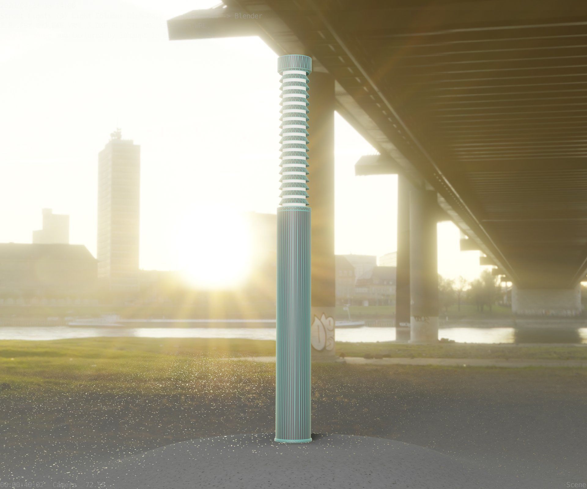 Light Column -10- Street Light -9- Low-poly 3D model_62