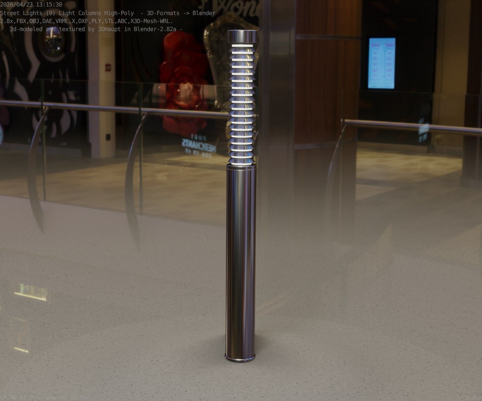 Light Column -10- Street Light -9- Low-poly 3D model_89