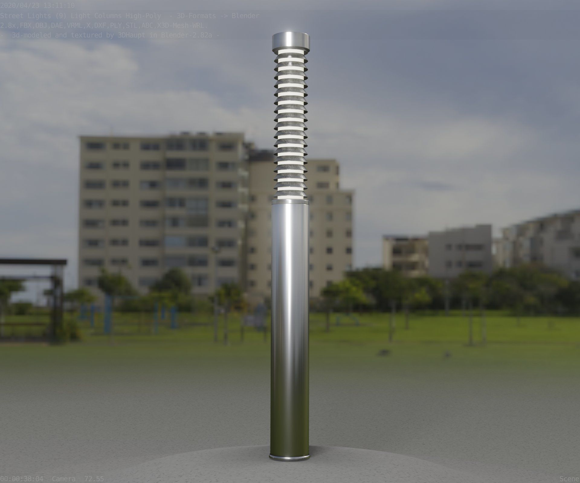 Light Column -10- Street Light -9- Low-poly 3D model_1