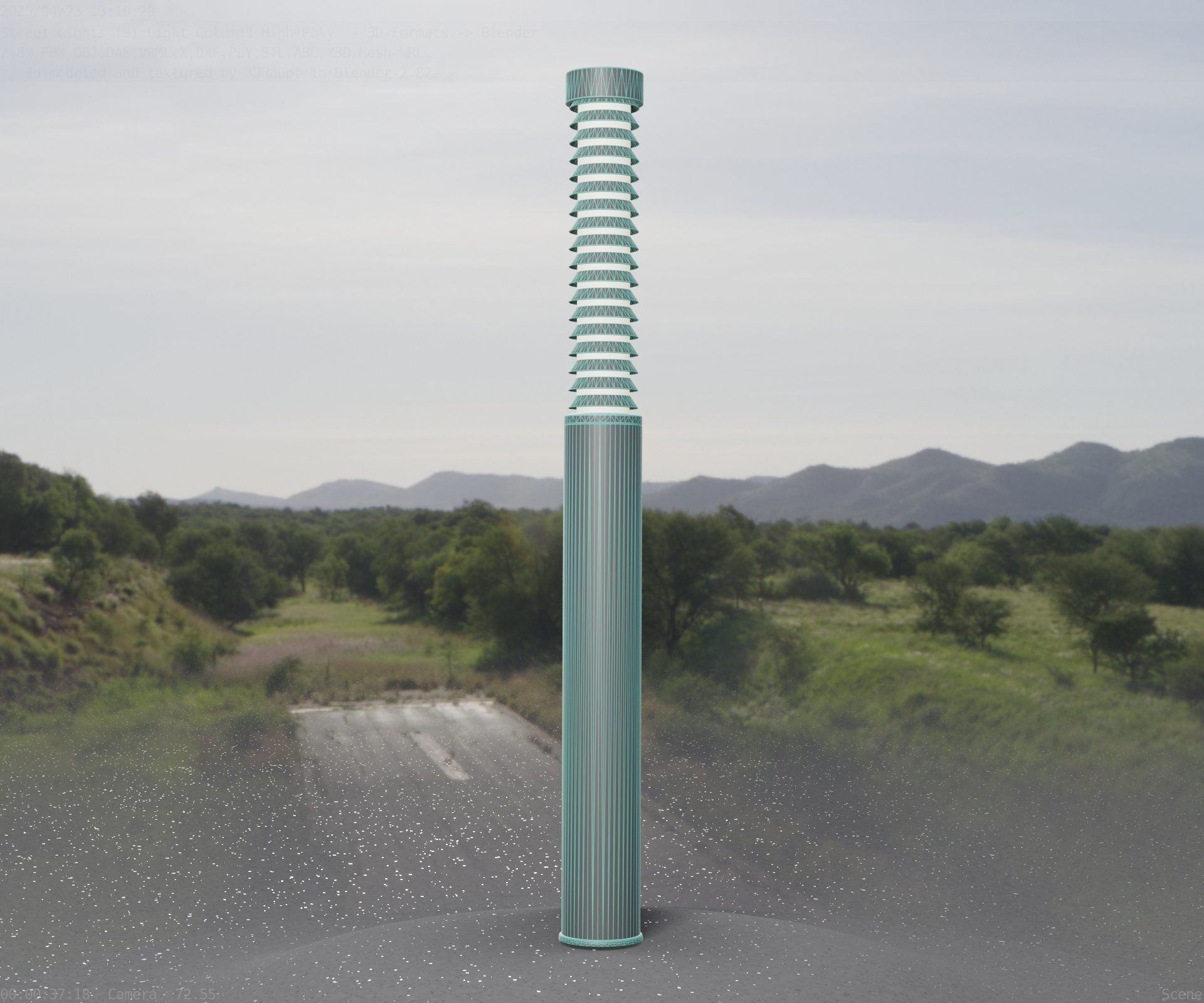 Light Column -10- Street Light -9- Low-poly 3D model_8