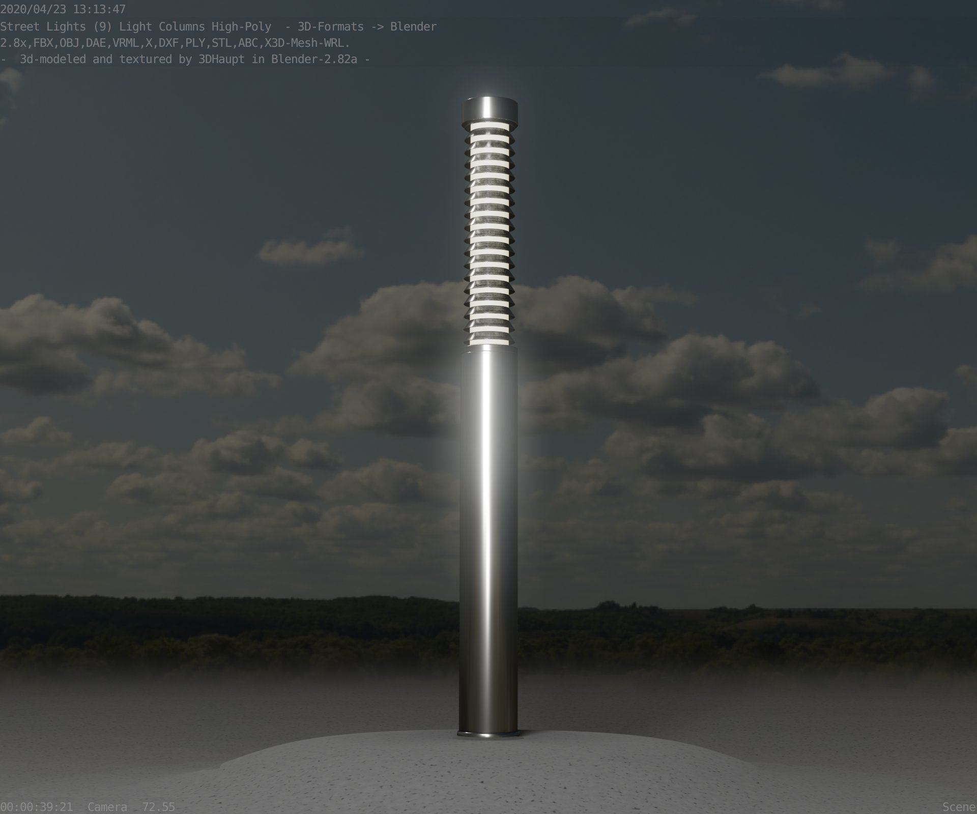 Light Column -10- Street Light -9- Low-poly 3D model_57