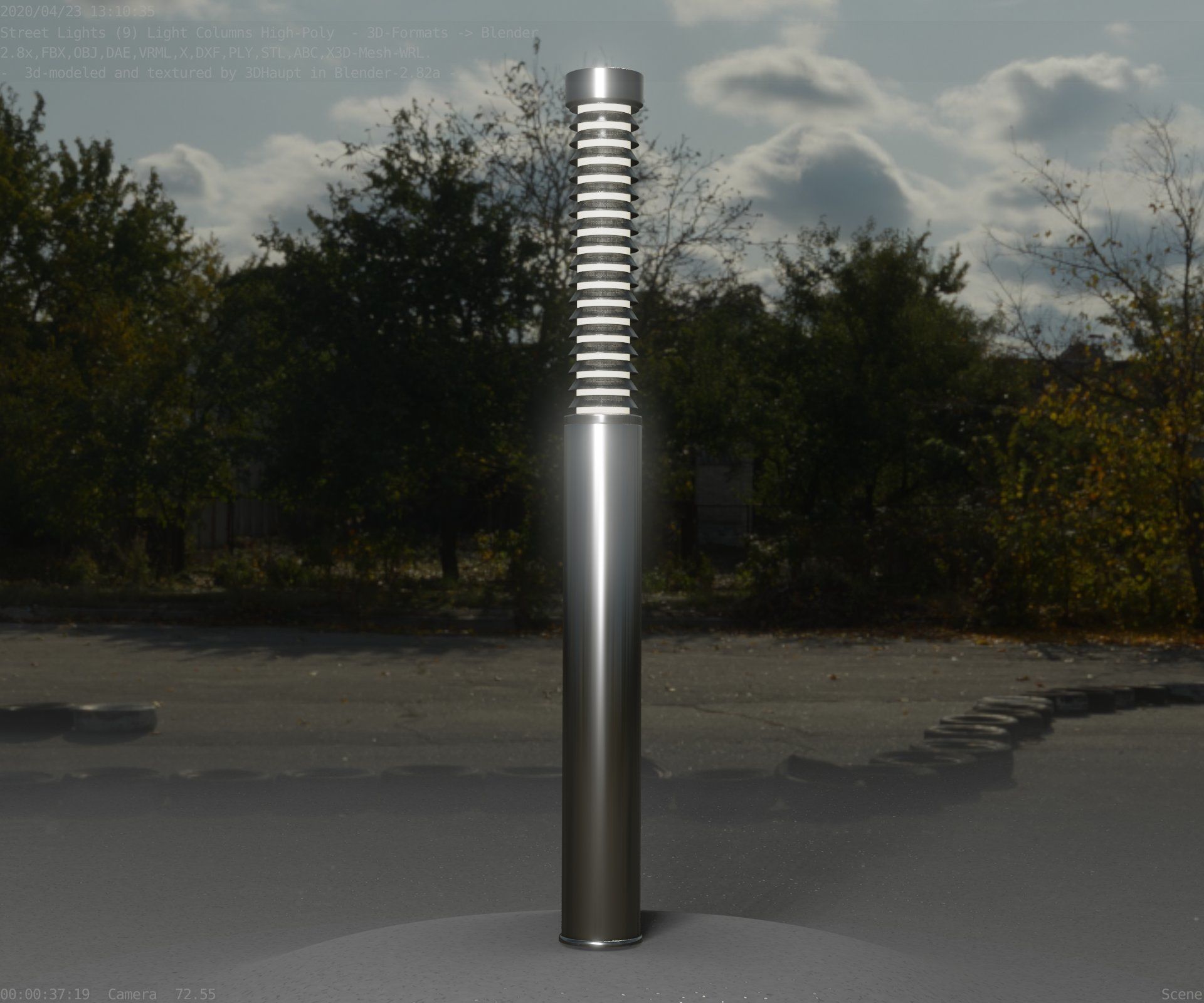Light Column -10- Street Light -9- Low-poly 3D model_9