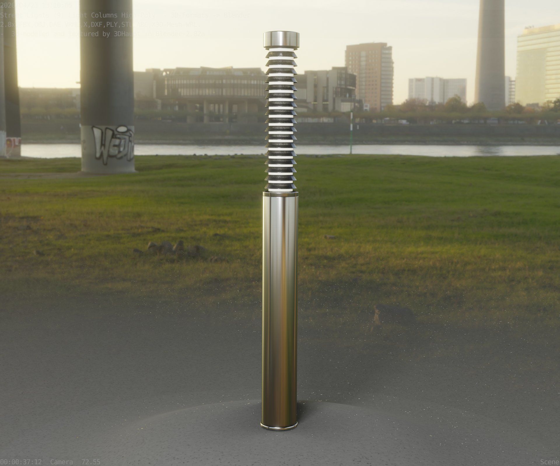Light Column -10- Street Light -9- Low-poly 3D model_4