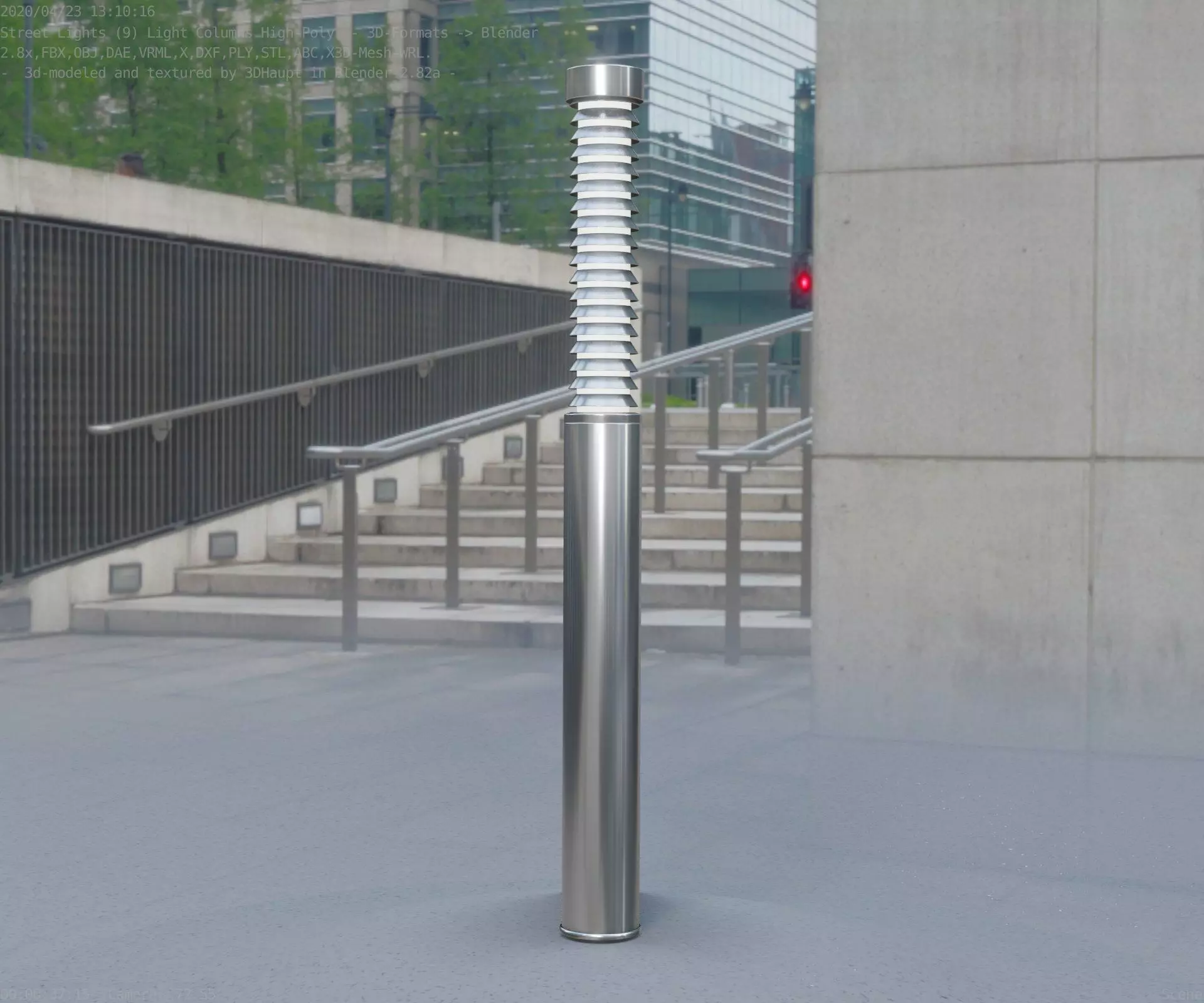 Light Column -10- Street Light -9- Low-poly 3D model_0
