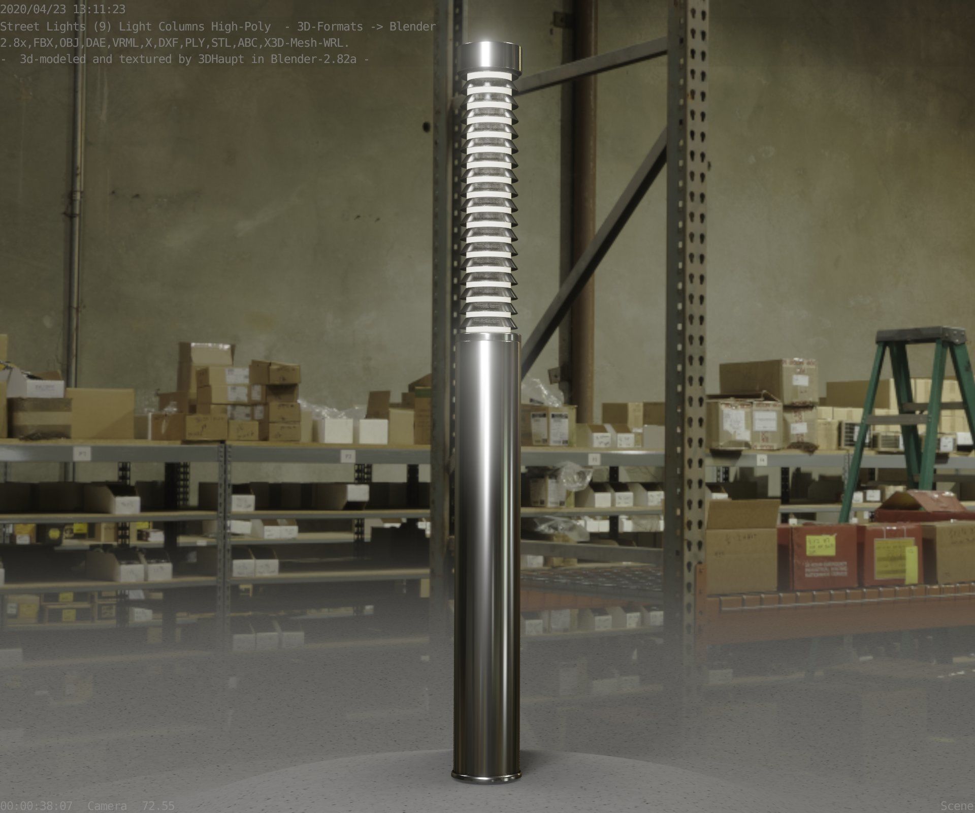 Light Column -10- Street Light -9- Low-poly 3D model_19