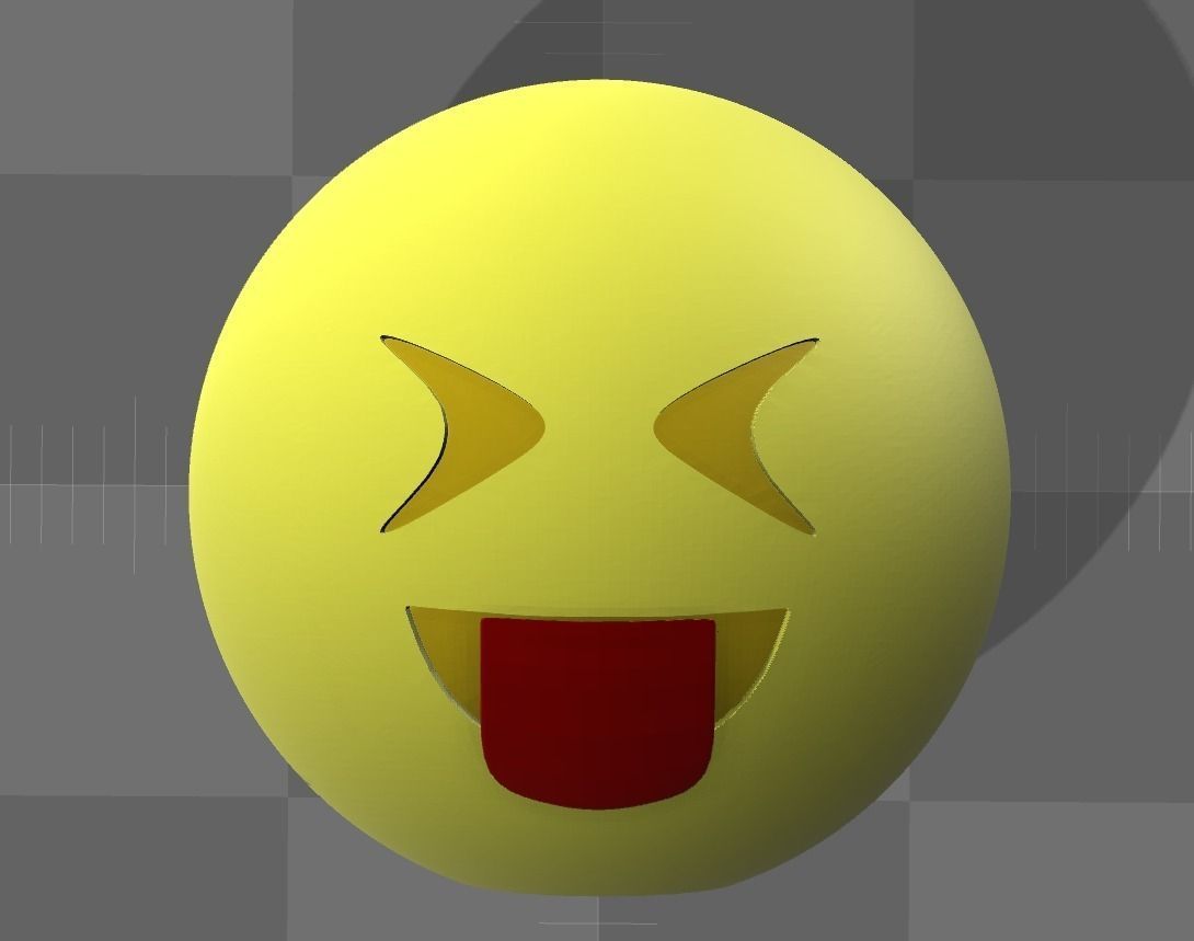 Emoji face with tongue 3D print model_0