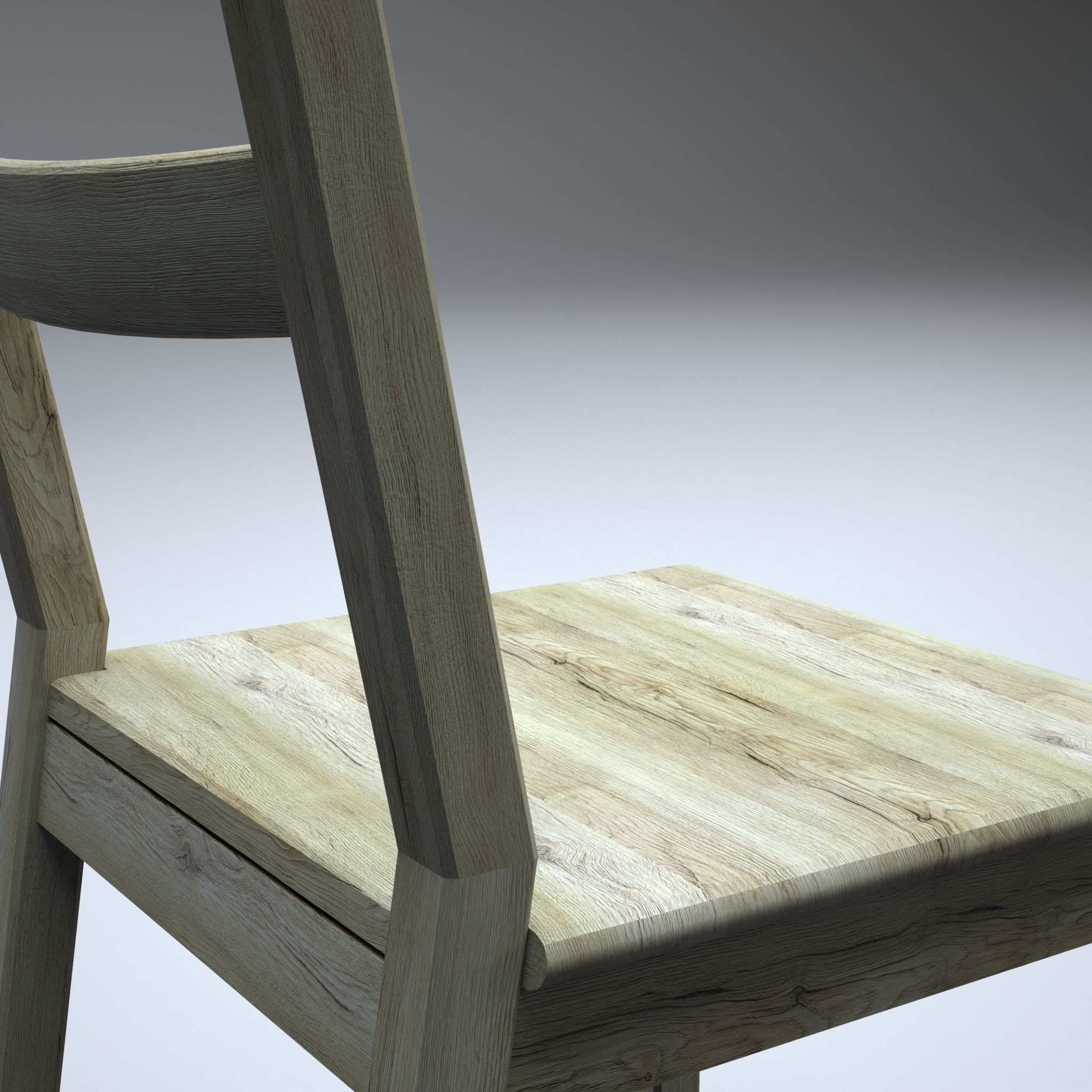 Classic Wooden Chair Low-poly 3D model_12