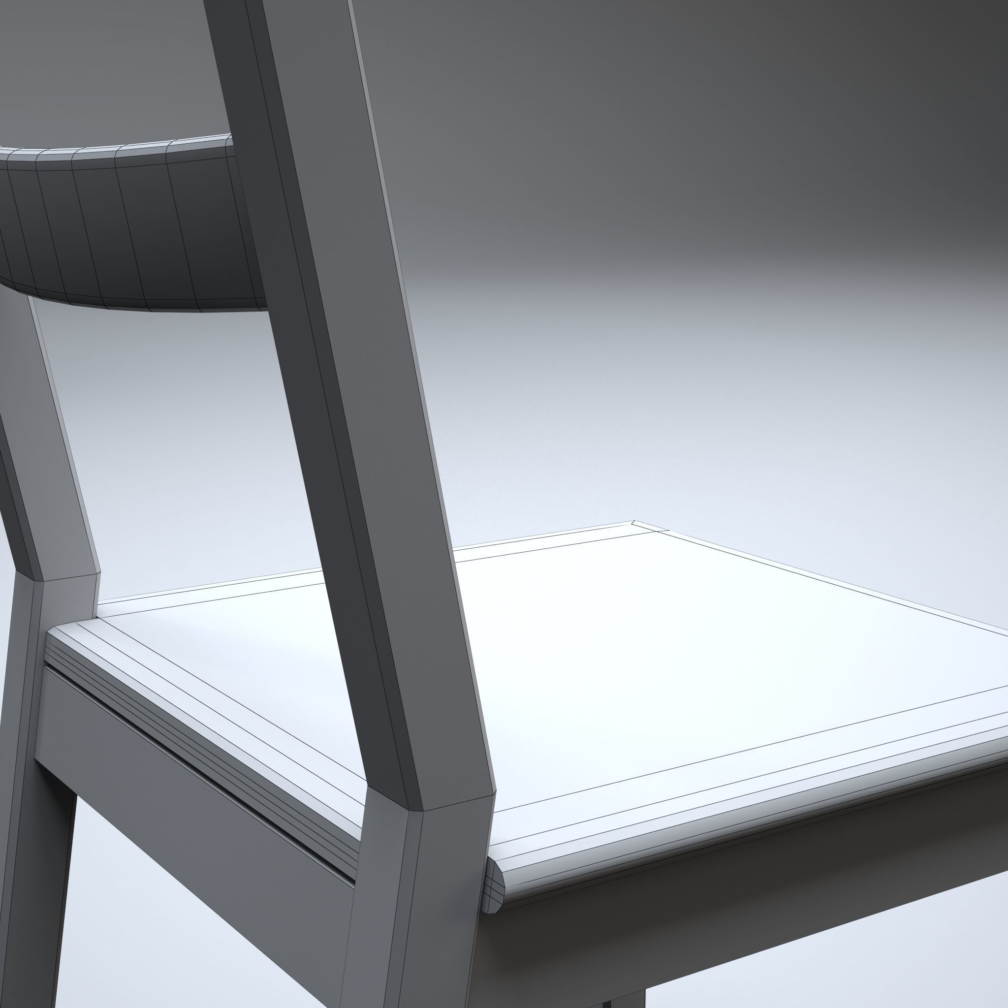 Classic Wooden Chair Low-poly 3D model_11