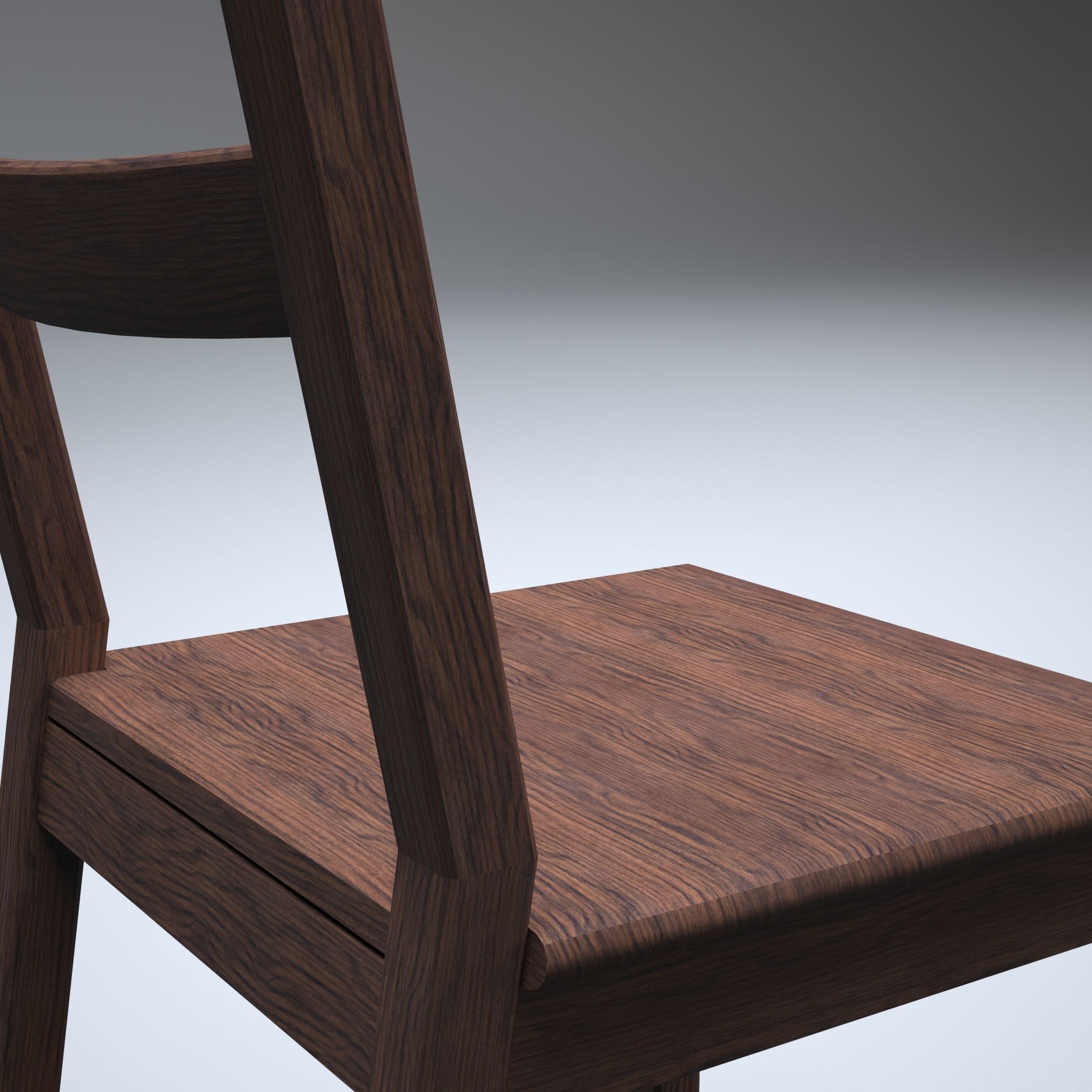 Classic Wooden Chair Low-poly 3D model_10