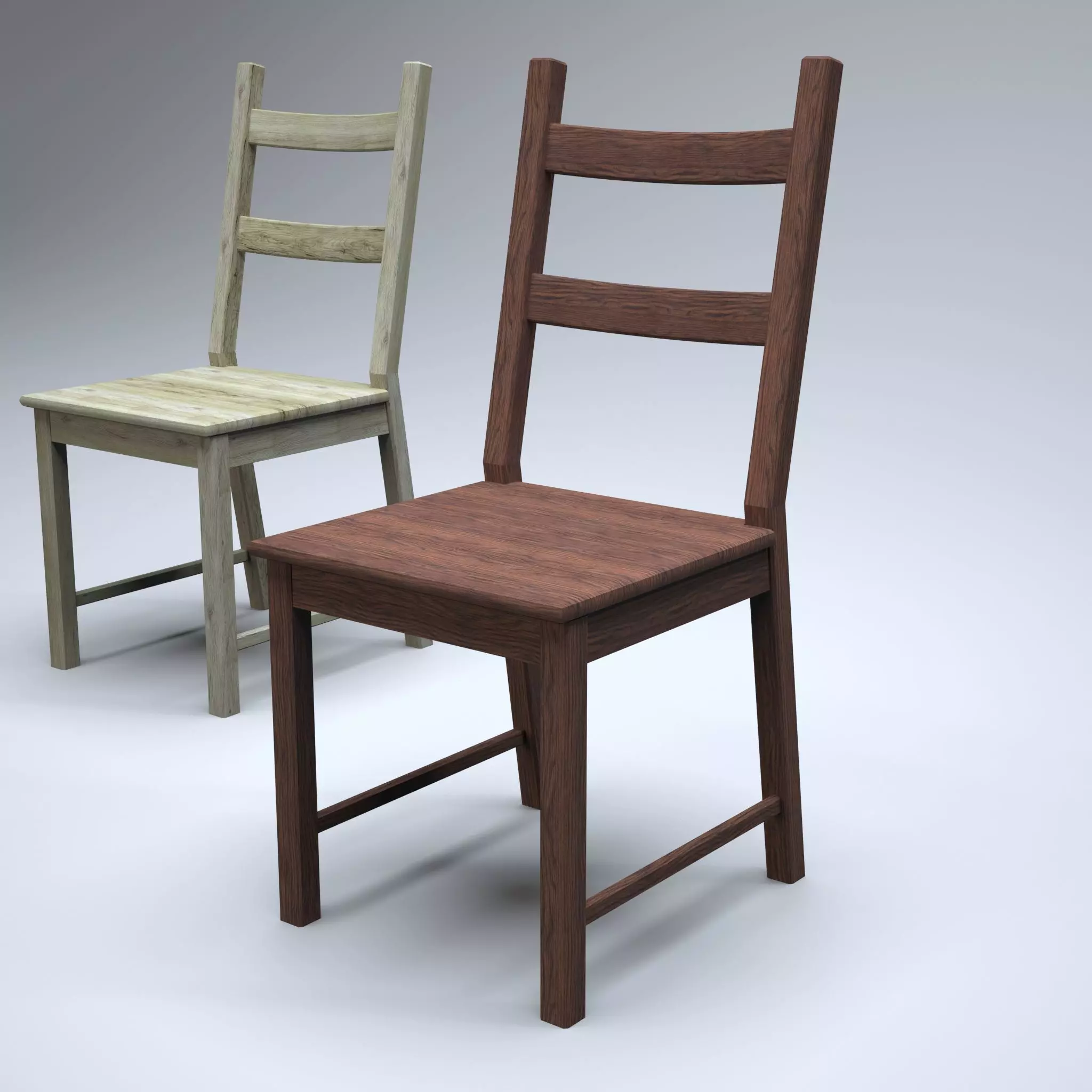 Classic Wooden Chair Low-poly 3D model_0