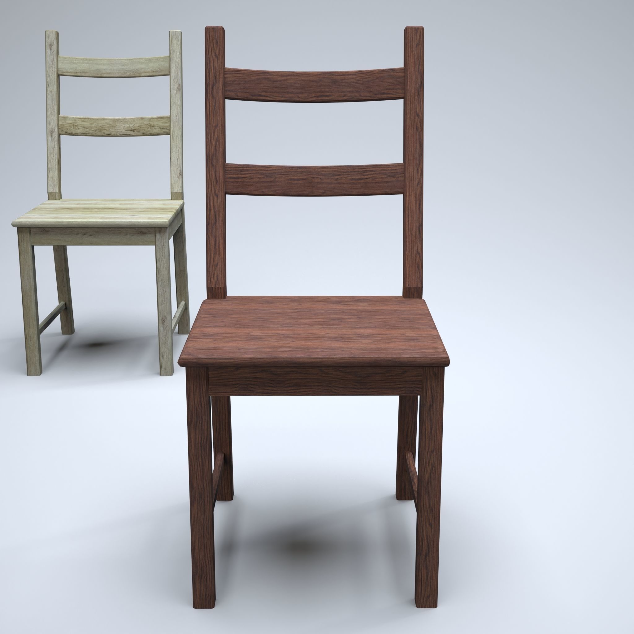 Classic Wooden Chair Low-poly 3D model_5