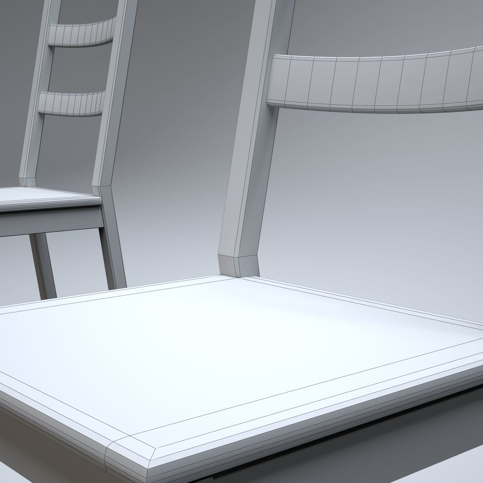 Classic Wooden Chair Low-poly 3D model_14