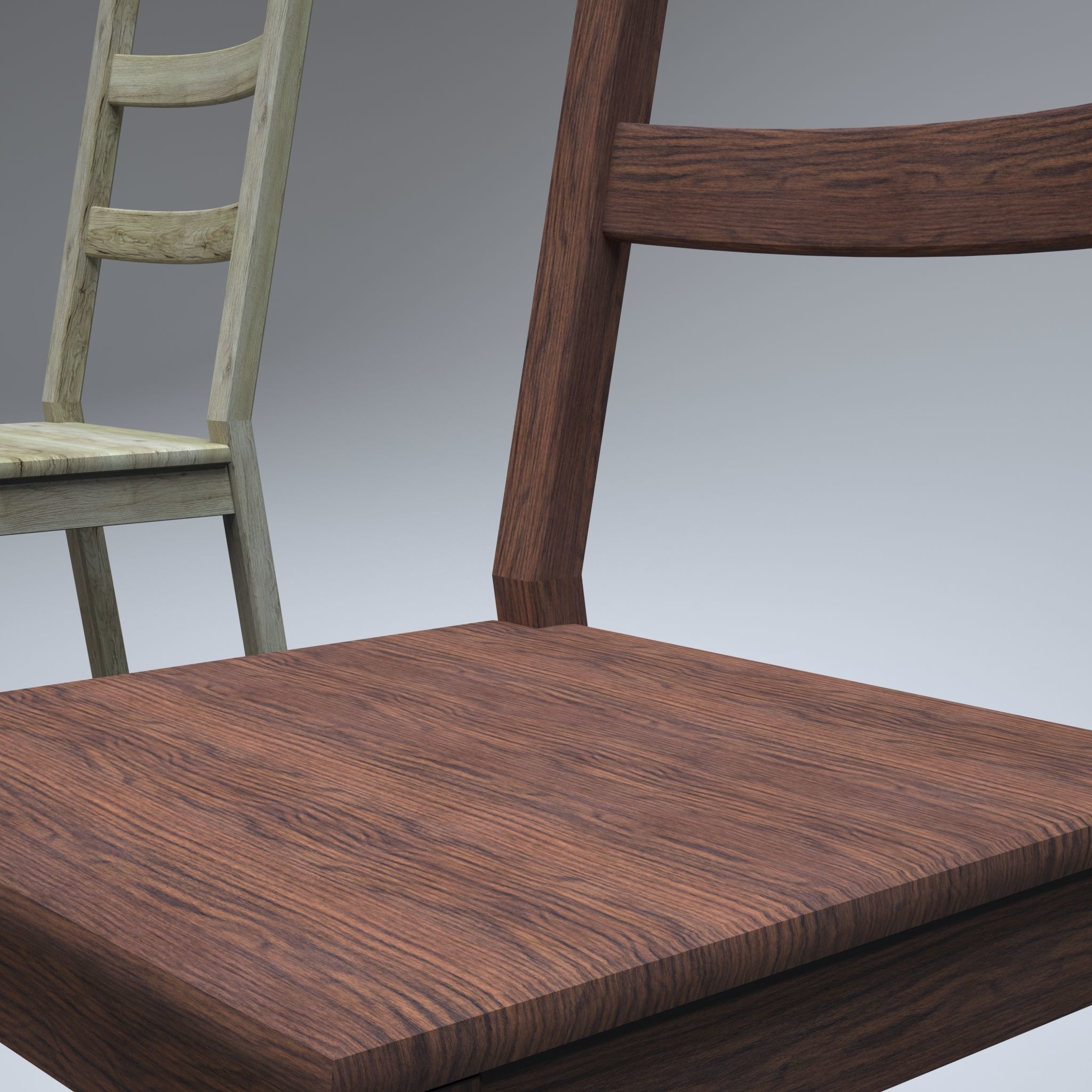 Classic Wooden Chair Low-poly 3D model_13
