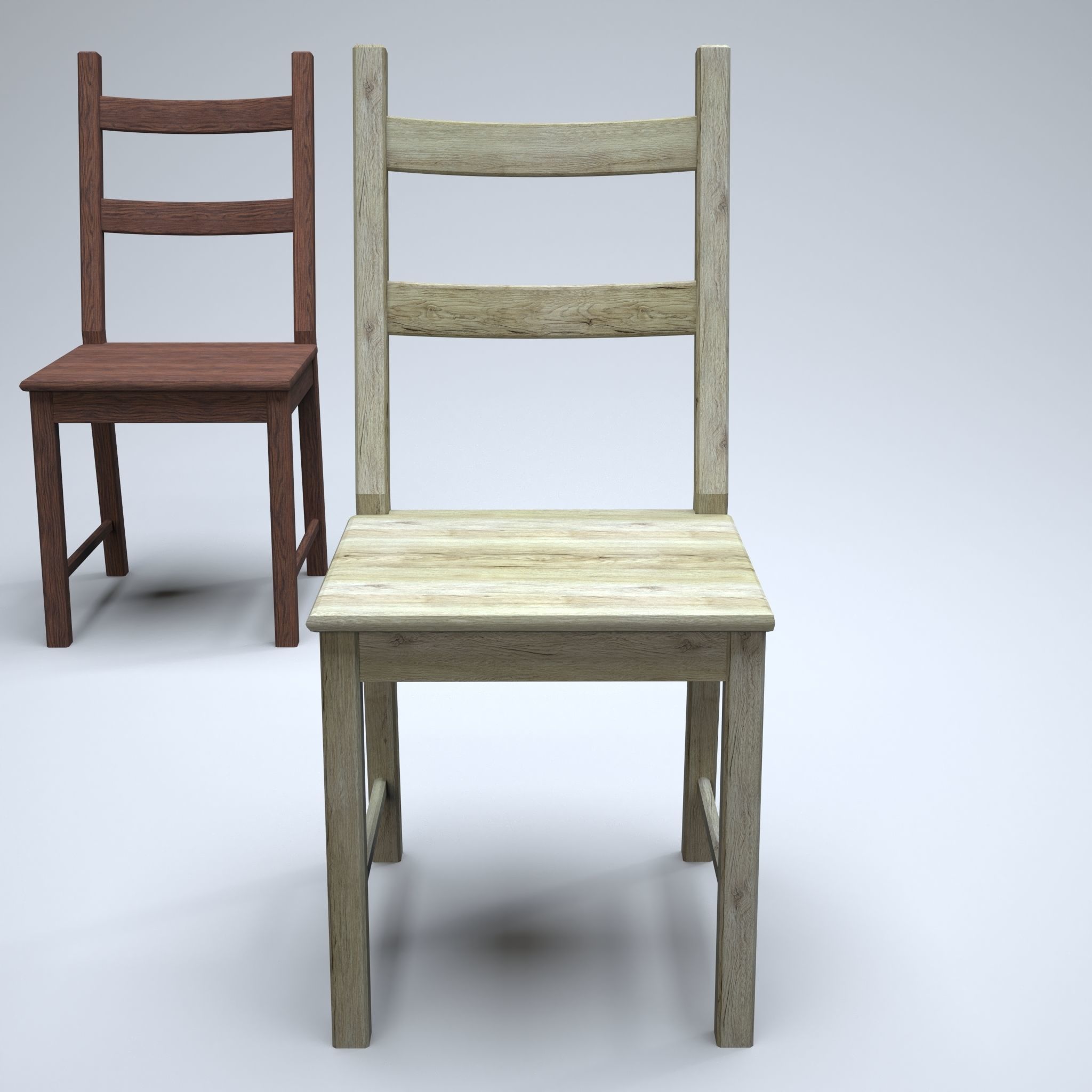 Classic Wooden Chair Low-poly 3D model_7