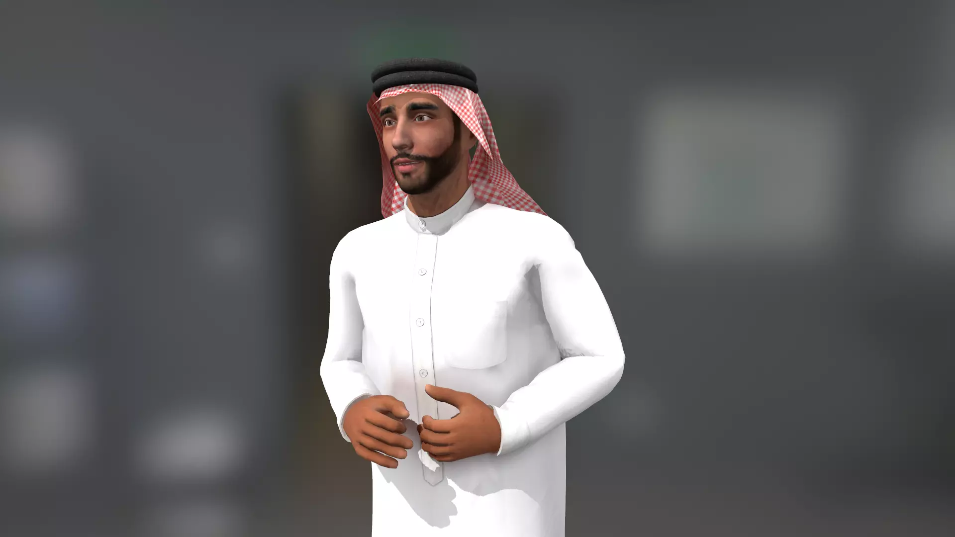 Arab animated character with blendshapes Low-poly 3D model