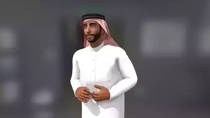 Arab animated character with blendshapes Low-poly 3D model