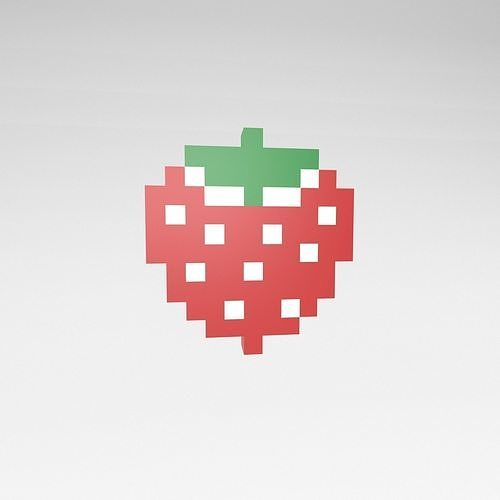 Pixel Strawberries v1 002 Low-poly 3D model