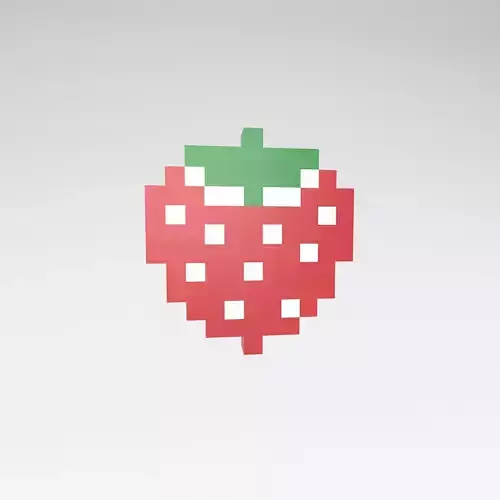Pixel Strawberries v1 002 Low-poly 3D model