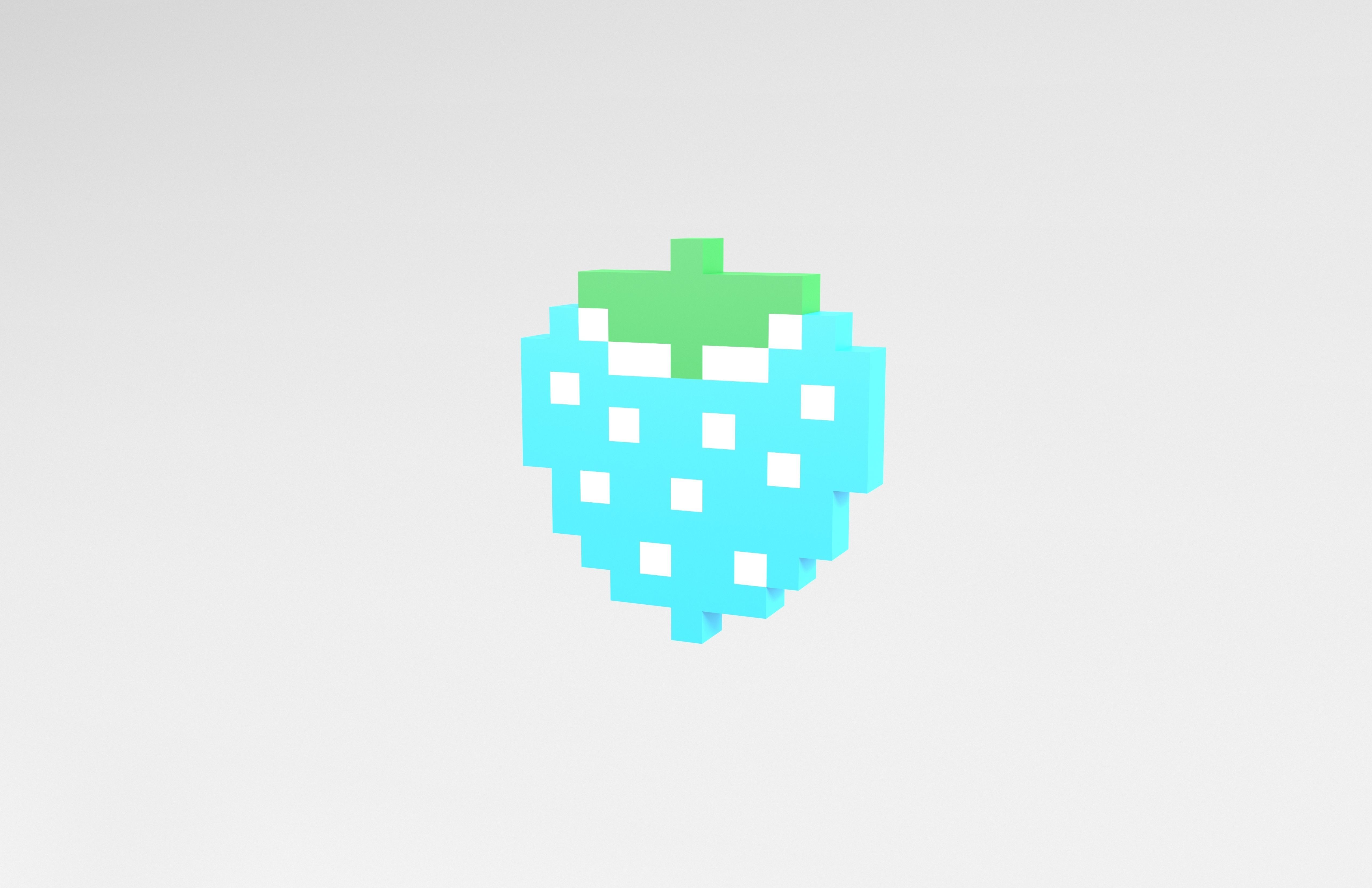 Pixel Strawberries v1 006 Low-poly 3D model_2