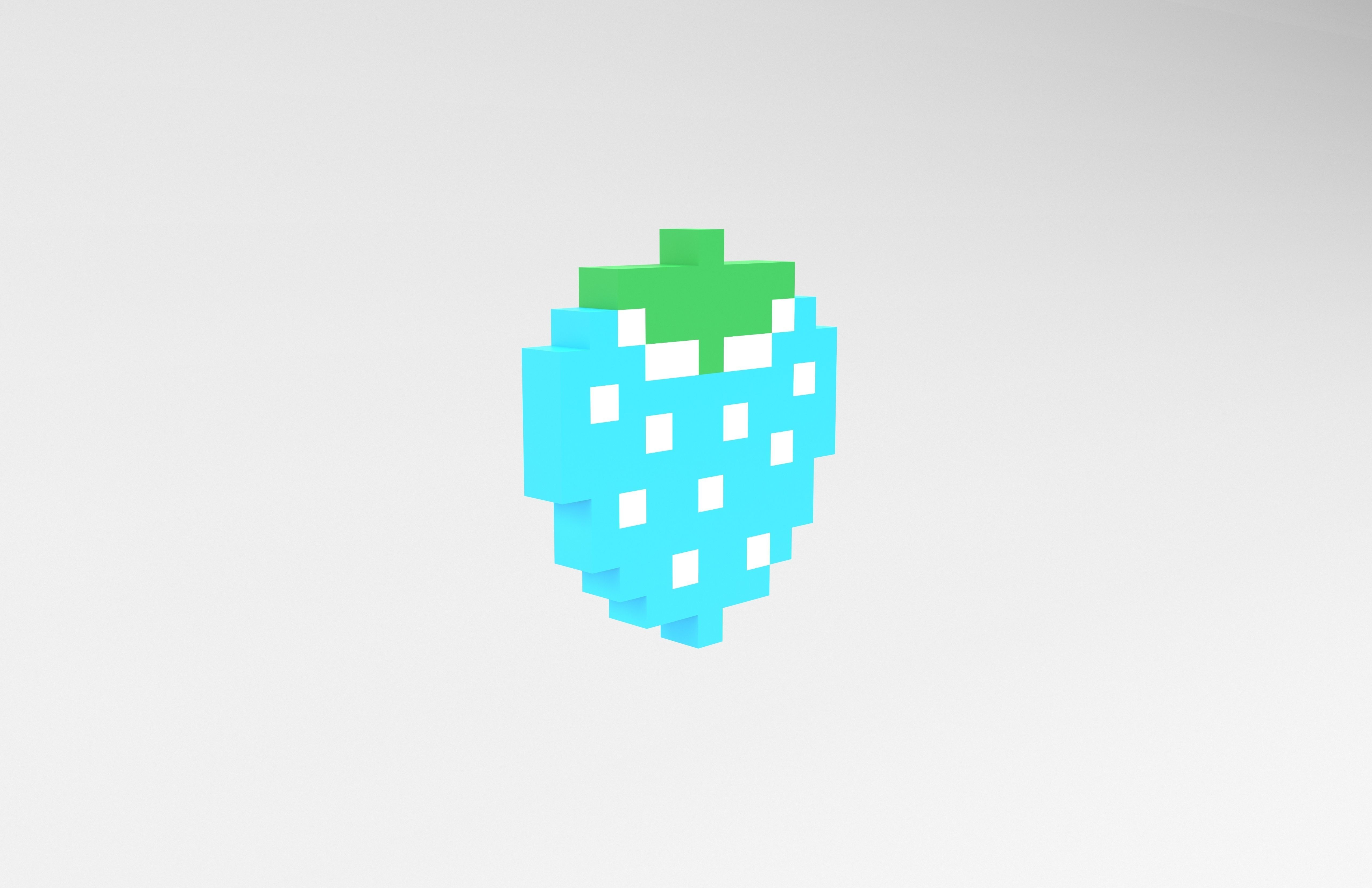 Pixel Strawberries v1 006 Low-poly 3D model_3